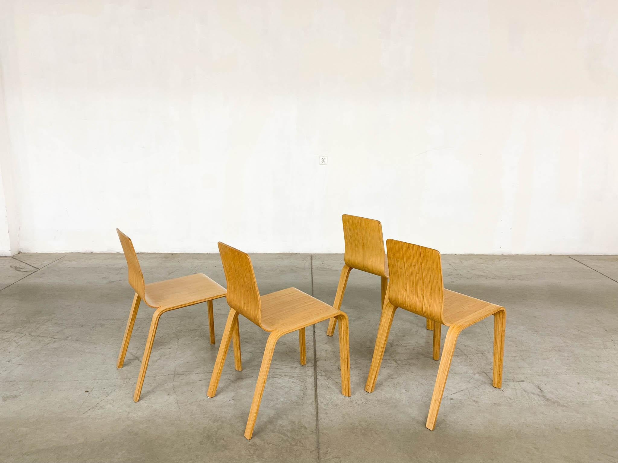 Bamboo Dining Set Table and Chairs by Henrik Tjaerby for Artek Studio, Set of 5 For Sale 7