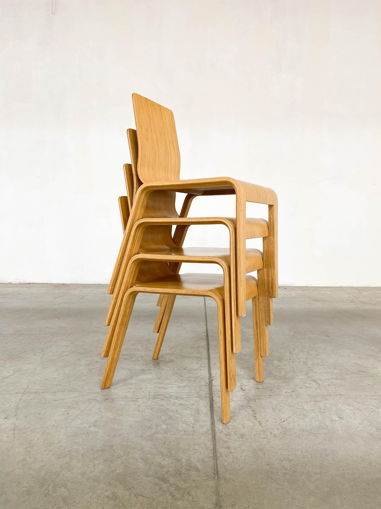 Bamboo Dining Set Table and Chairs by Henrik Tjaerby for Artek Studio, Set of 5 For Sale 14