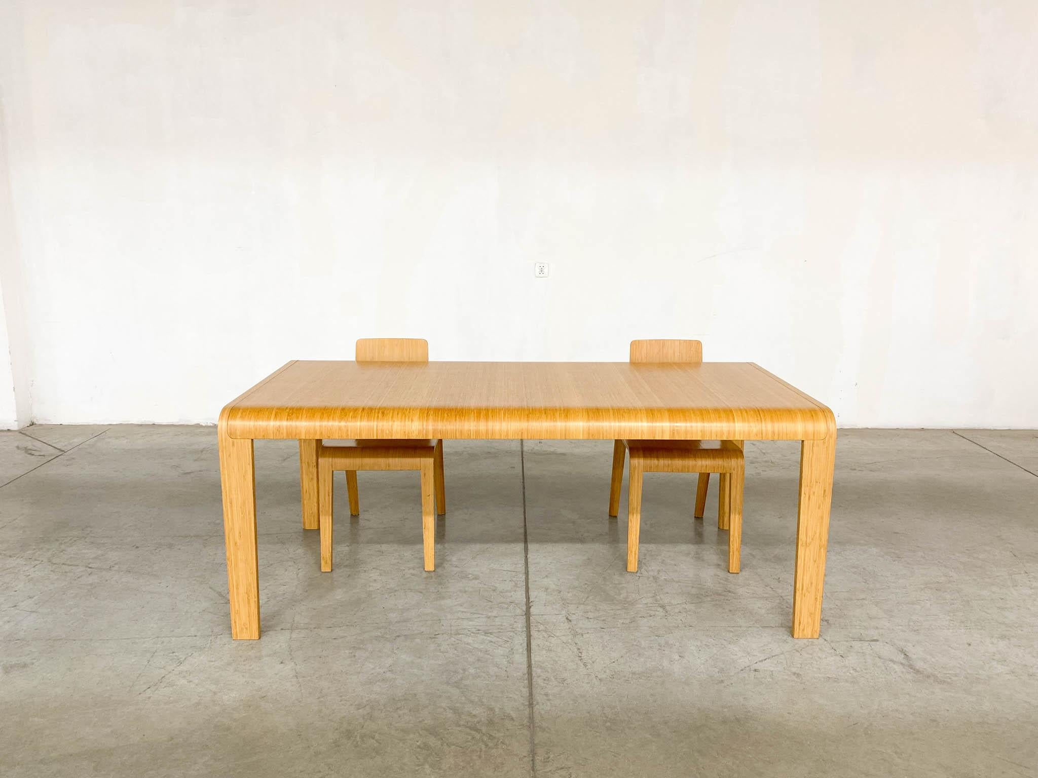 Contemporary Bamboo Dining Set Table and Chairs by Henrik Tjaerby for Artek Studio, Set of 5 For Sale