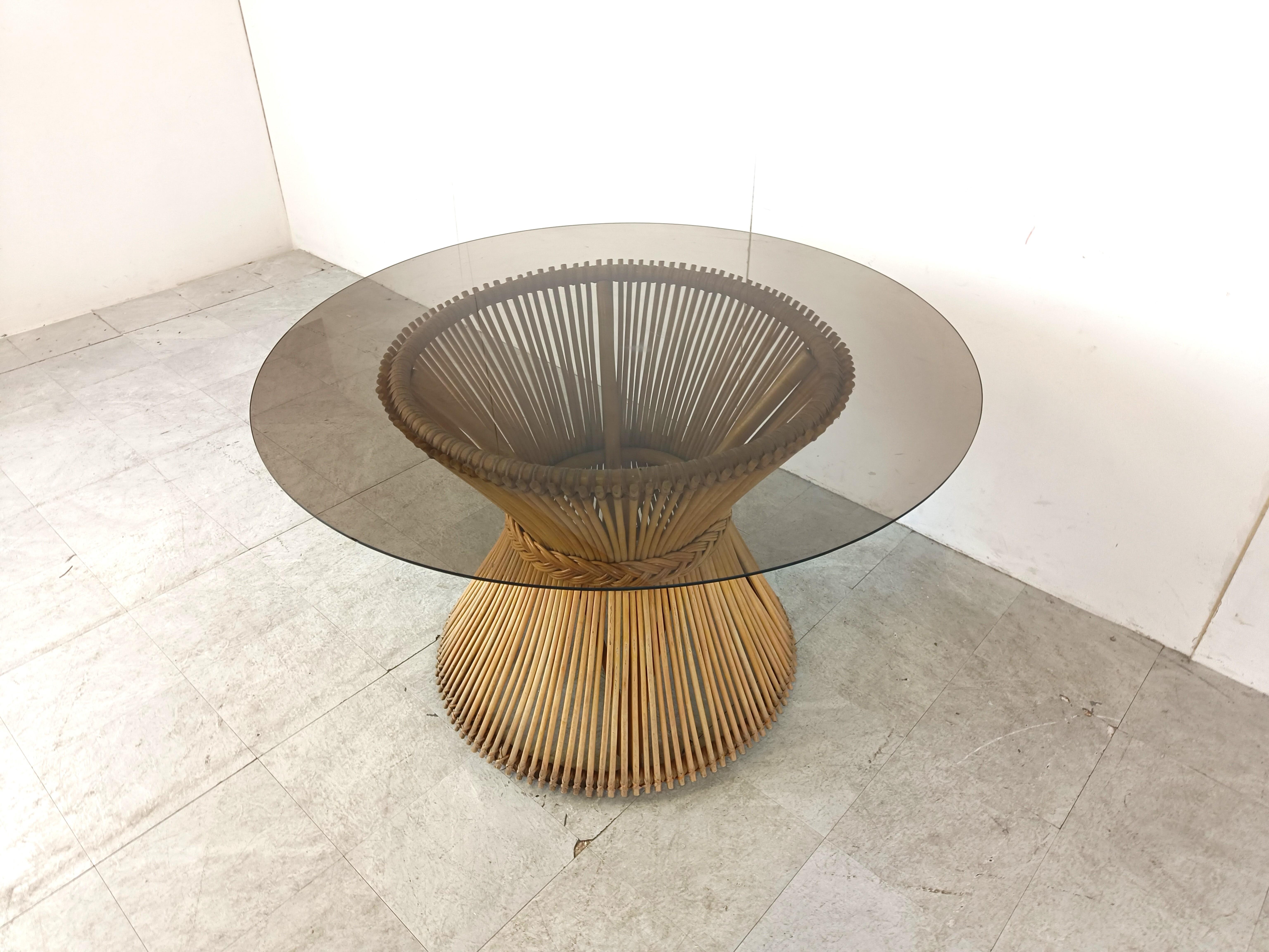 Bohemian Bamboo dining table, 1980s For Sale