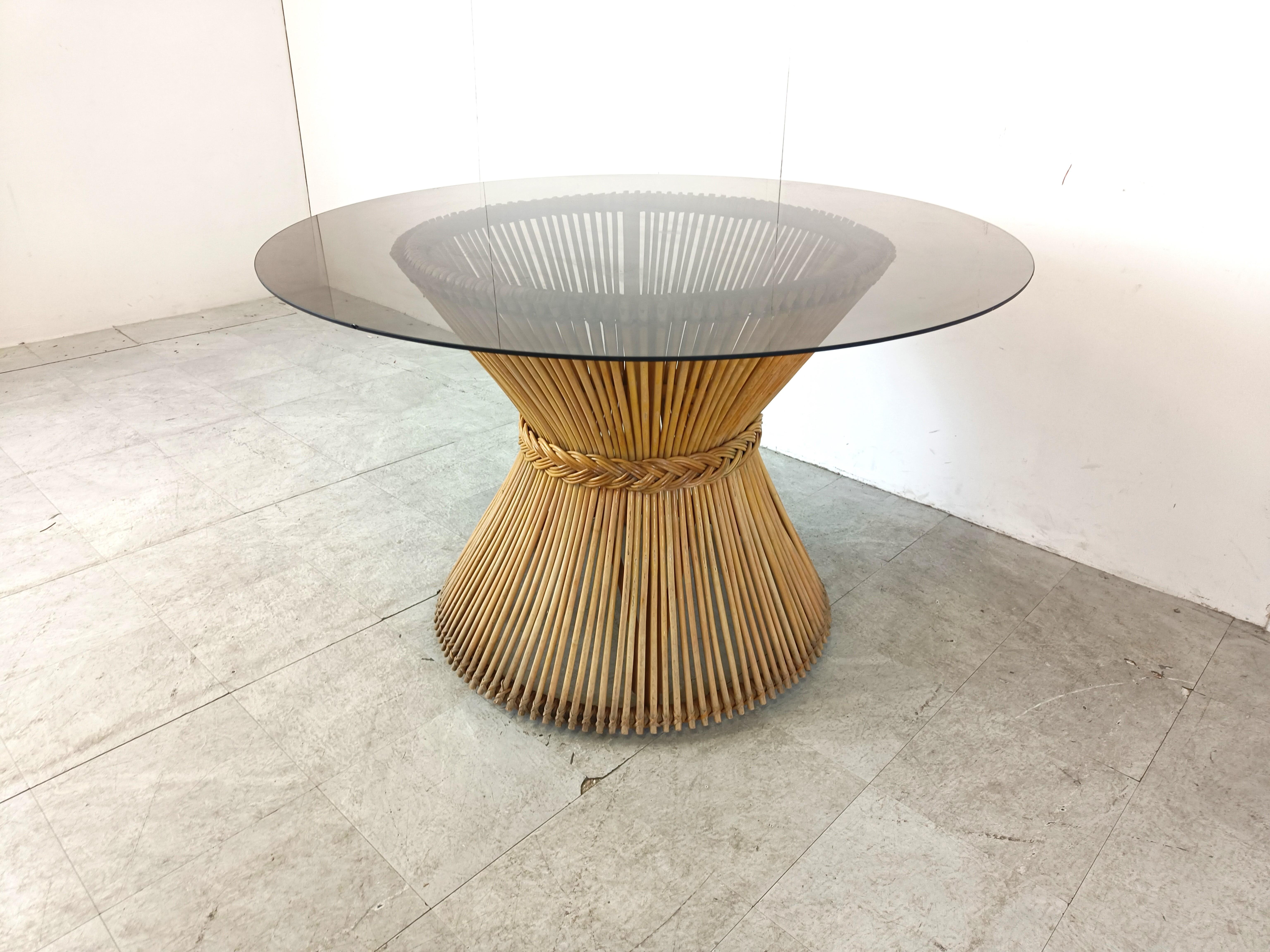 French Bamboo dining table, 1980s For Sale