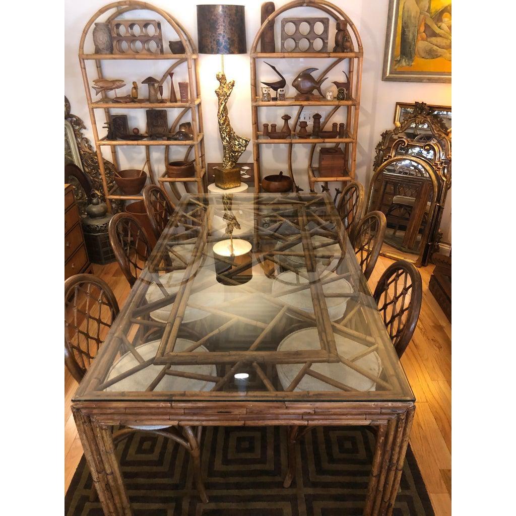 Bamboo Dining Table and Six Matching Chairs 4