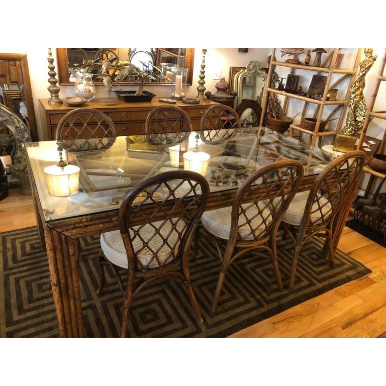 Bamboo Dining Table and Six Matching Chairs 5