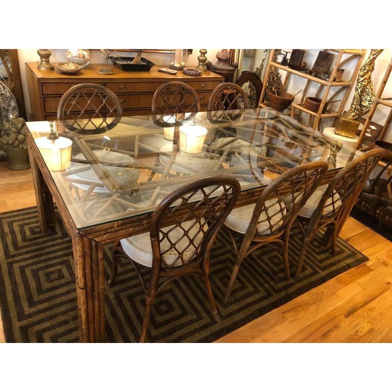 Bamboo Dining Table and Six Matching Chairs at 1stDibs