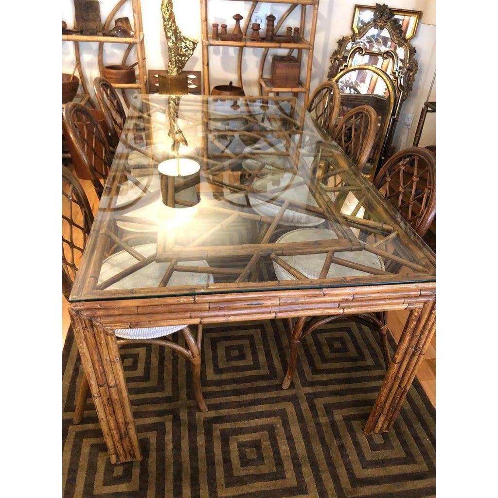 Late 20th Century Bamboo Dining Table and Six Matching Chairs