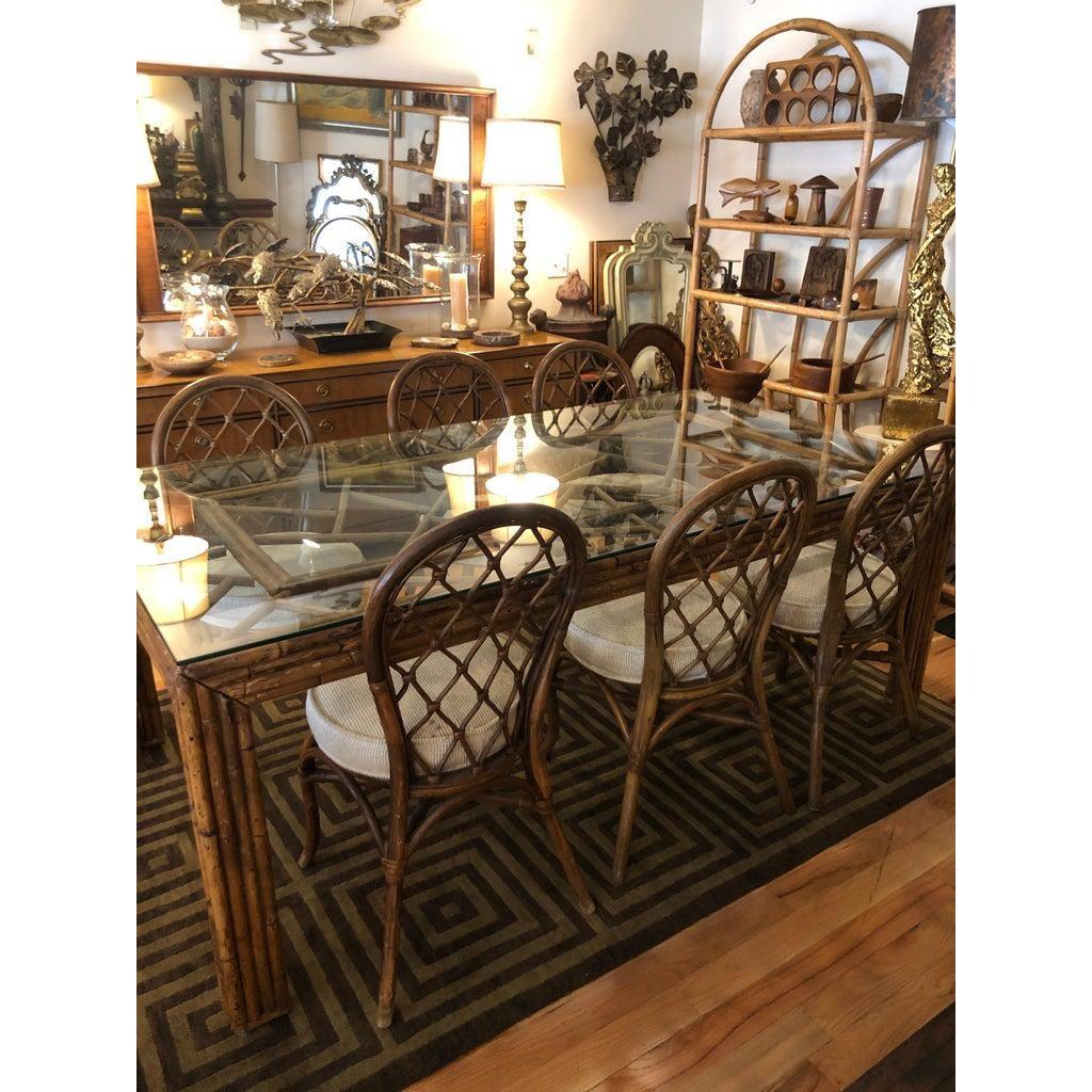 Bamboo Dining Table and Six Matching Chairs 2