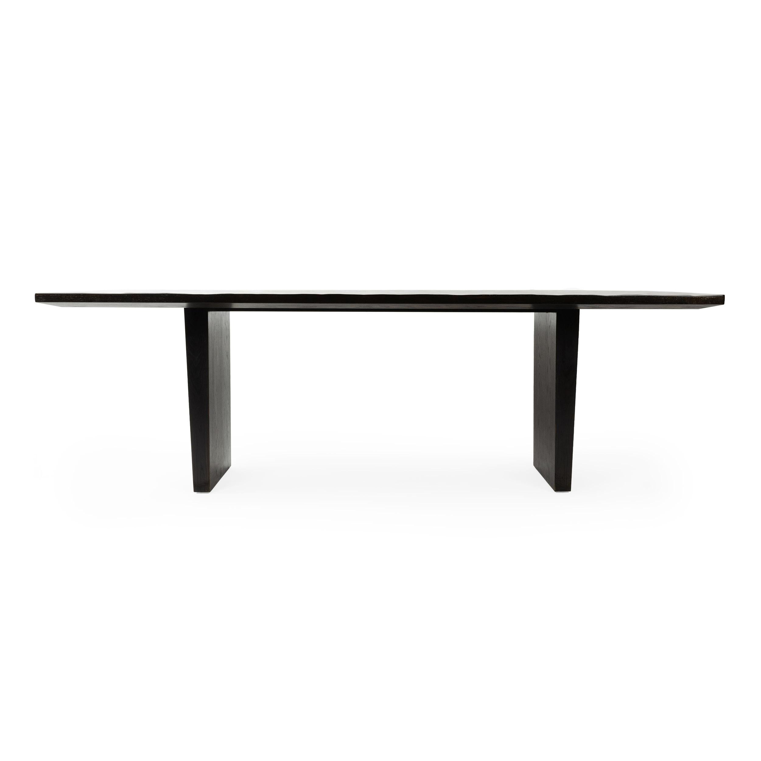 Mid-Century Modern Table de salle à manger originale Wyeth en bambou fendu avec pieds en dalles de chêne ébénisé