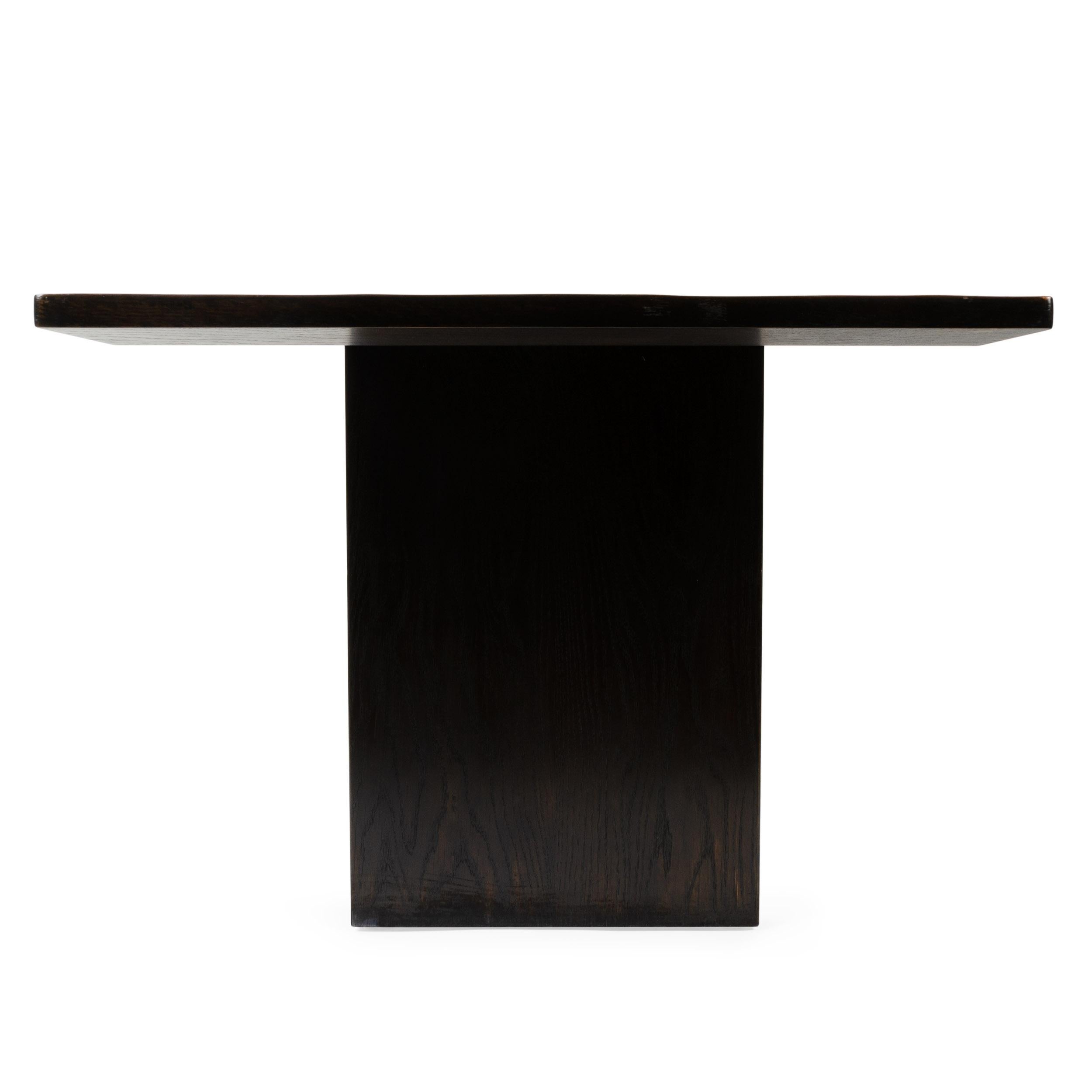 XXIe siècle et contemporain Table de salle à manger originale Wyeth en bambou fendu avec pieds en dalles de chêne ébénisé