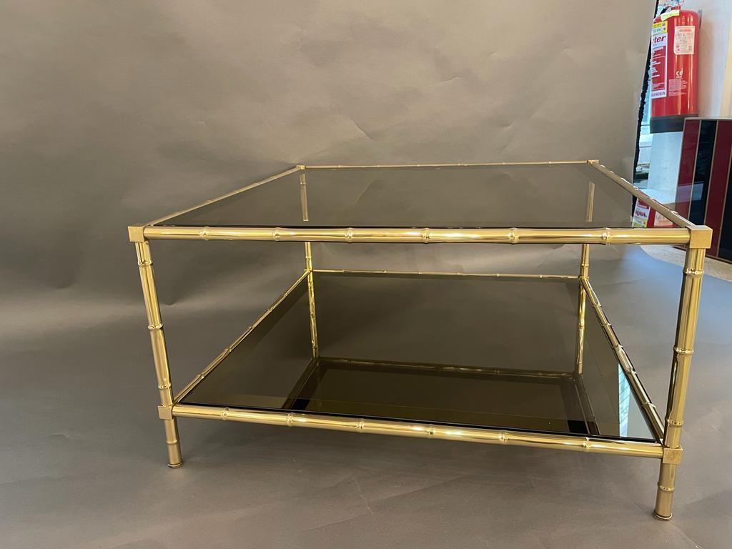 Brass Bamboo Effect Coffee Table, Italy, 1960s For Sale