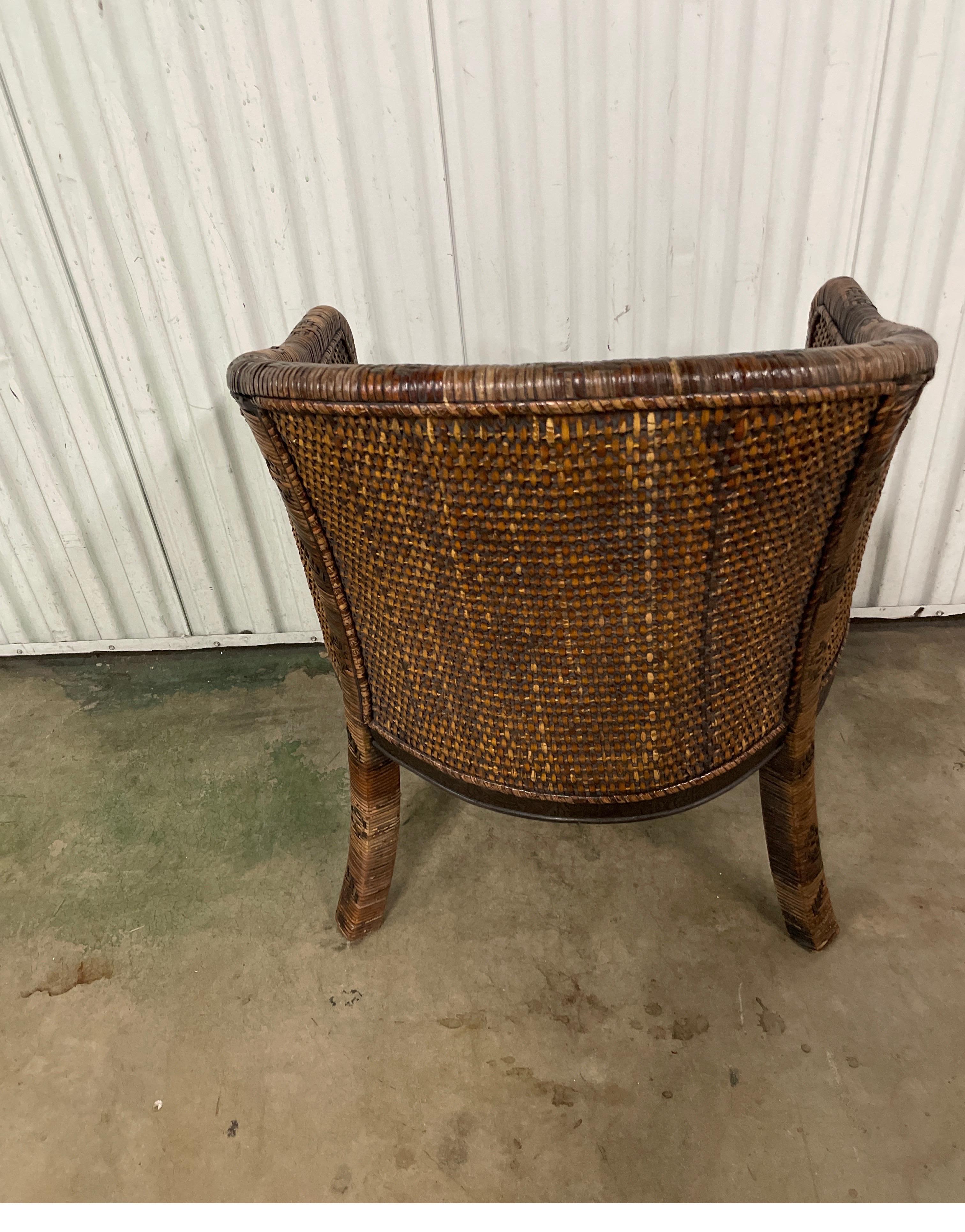 20th Century Bamboo & Embossed Metal Armchair For Sale