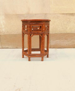 Bamboo End Table with Black Lacquer Top