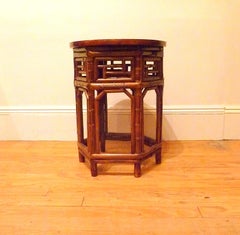 Bamboo End Table with Black Lacquer Top