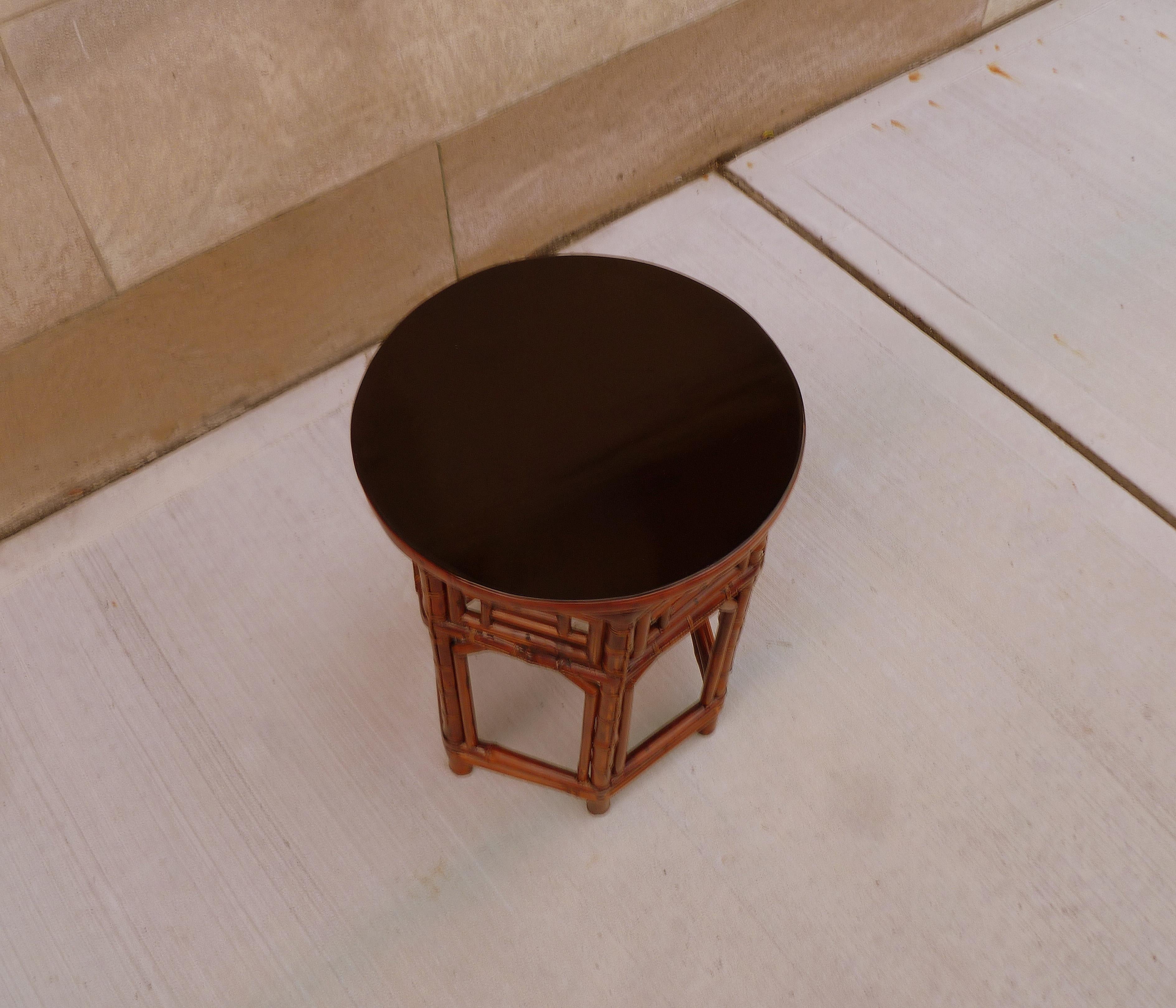 Bamboo End Table with Black Lacquer Top 1