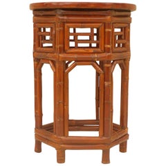 Bamboo End Table with Black Lacquer Top