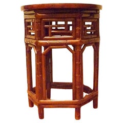 Bamboo End Table with Black Lacquer Top