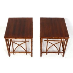 Bamboo End Tables or Night Stands Mid Century Chinoiserie Style