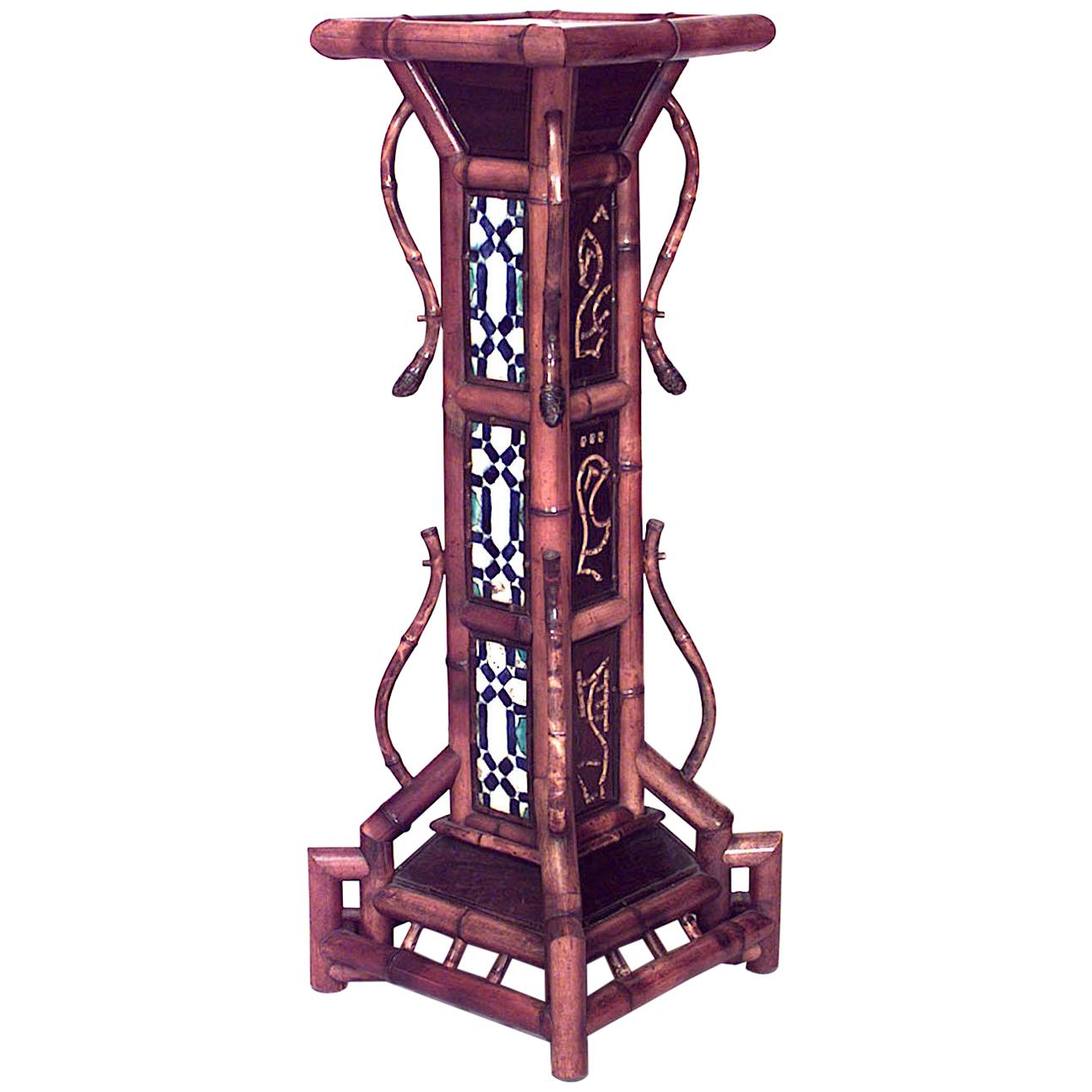 Bamboo 'English Victorian' Large Square Pedestal For Sale
