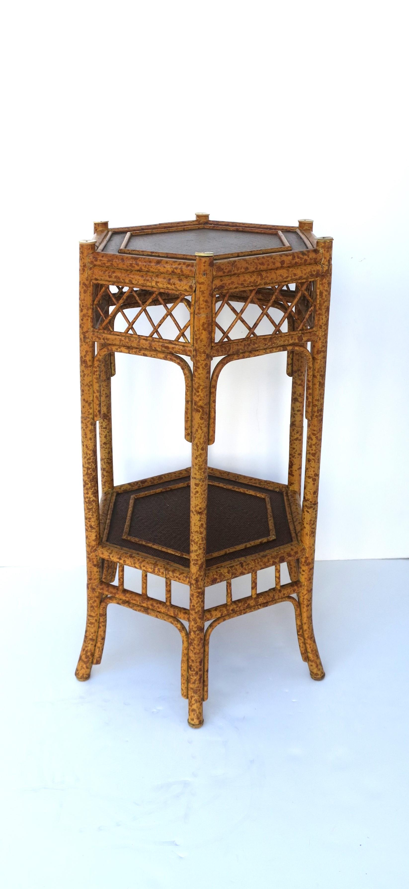Philippine Bamboo-Esque Wicker Accent Side Table with Shelf by Maitland-Smith For Sale
