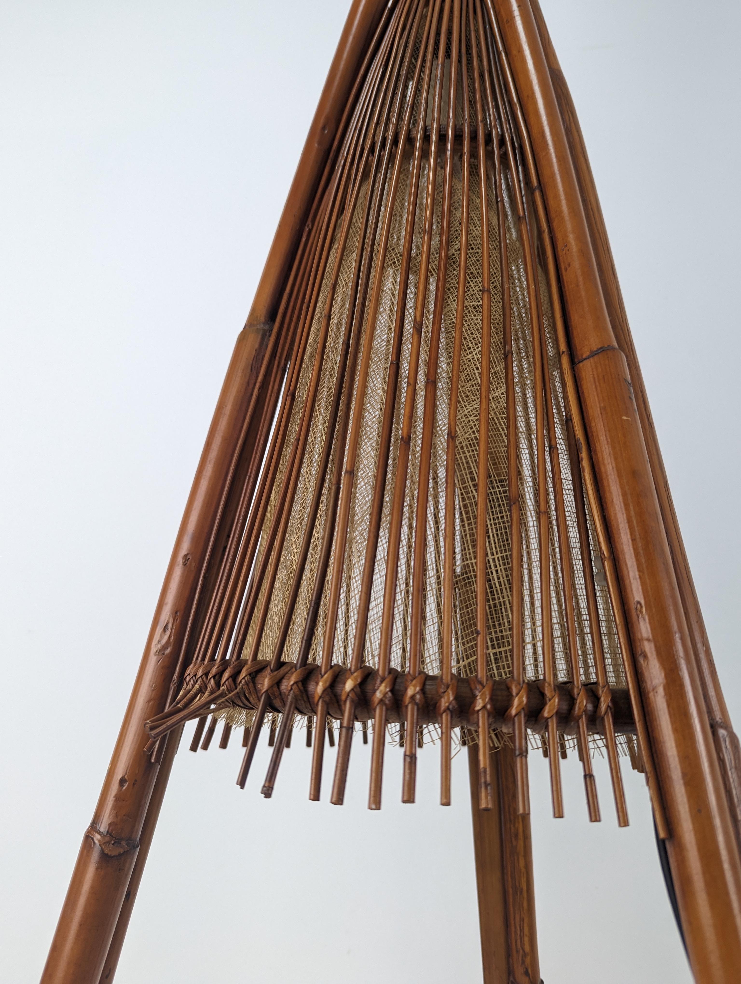 Late 20th Century Bamboo Floor Lamp by Ramón Castellano for Kalma, 1970 For Sale