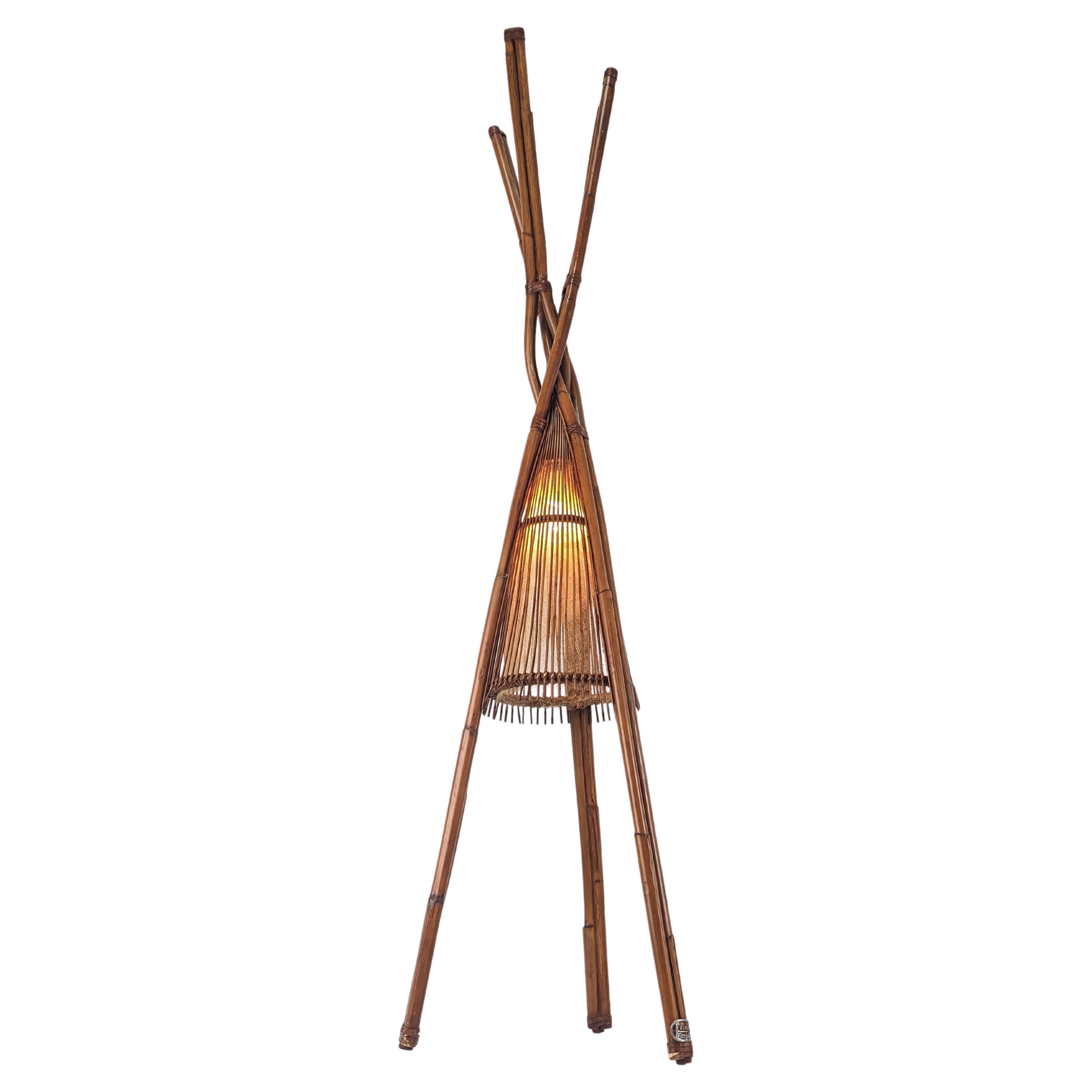 Bamboo Floor Lamp by Ramón Castellano for Kalma, 1970 For Sale