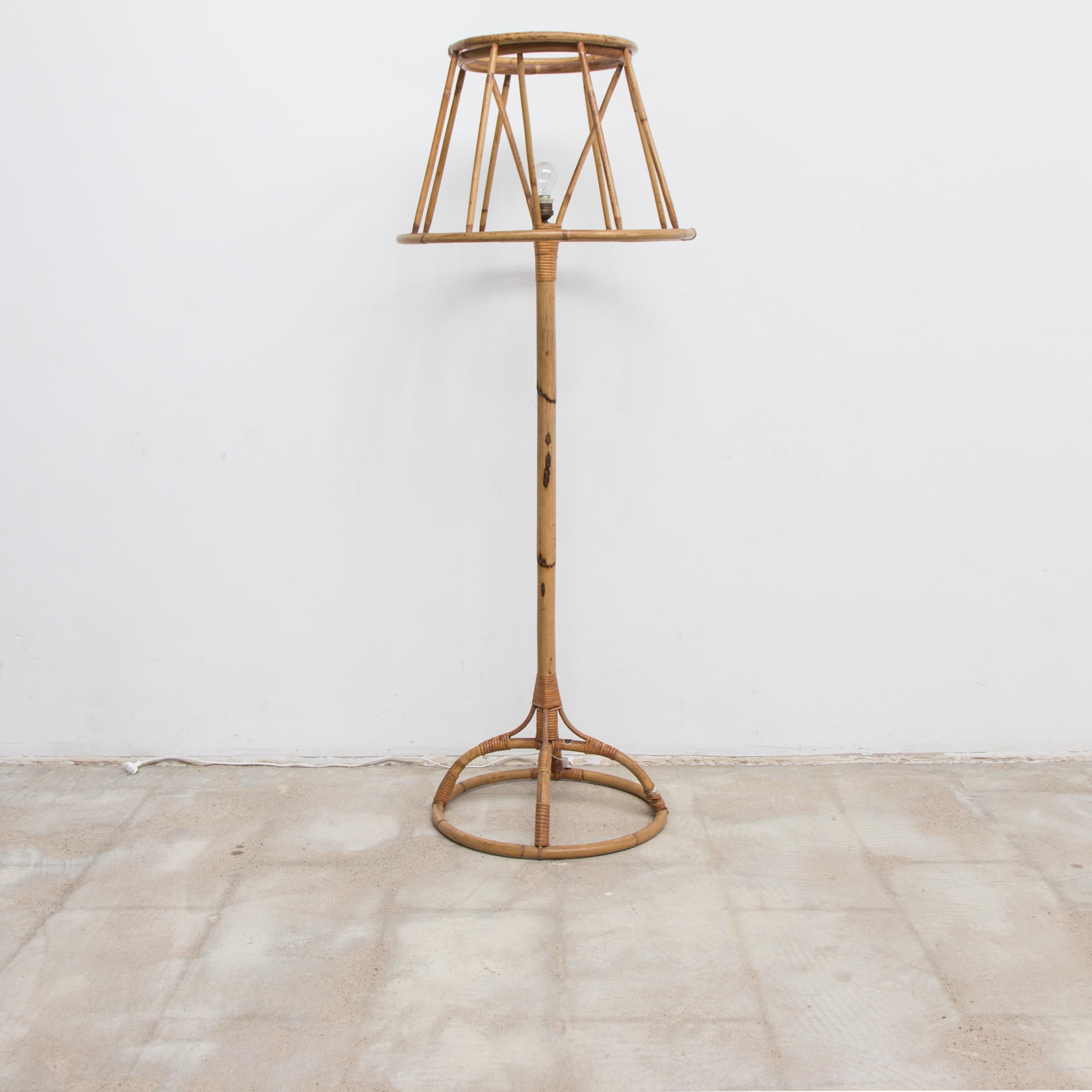 Midcentury bamboo floor Lamp by Trio Noordwolde, Holland, 1960s. In good original vintage condition.