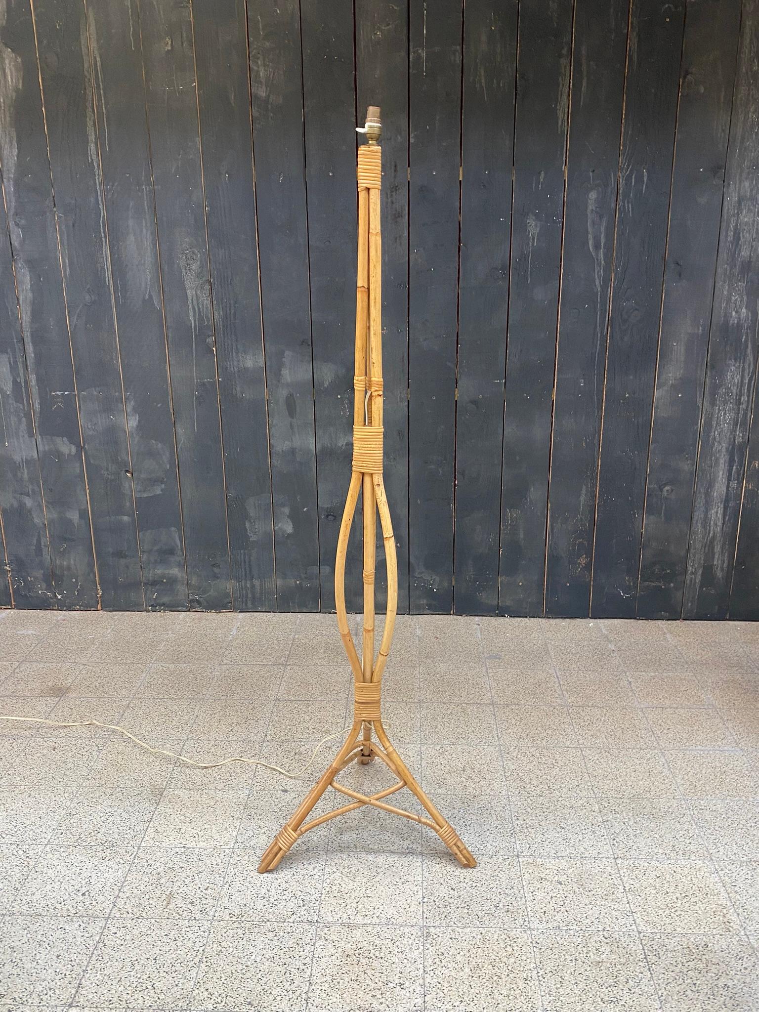 French Bamboo Floor Lamp, circa 1960-1970 For Sale