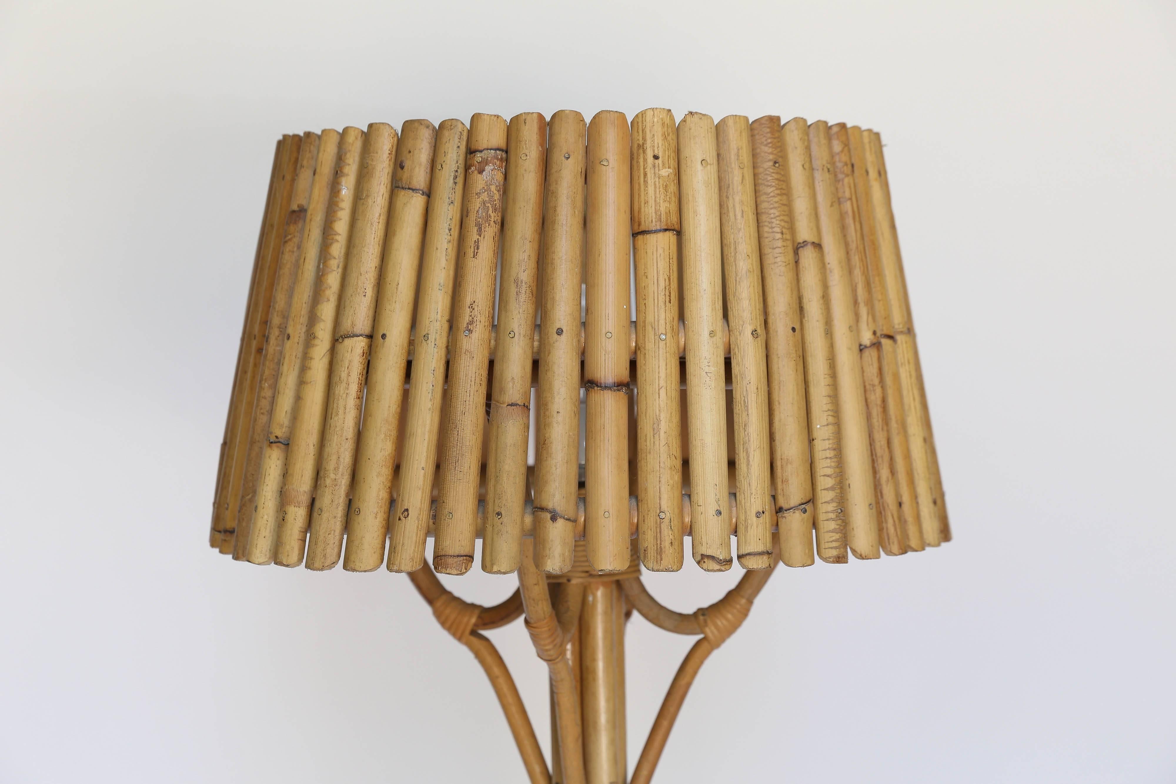 Midcentury bamboo floor lamp. Newly wired.