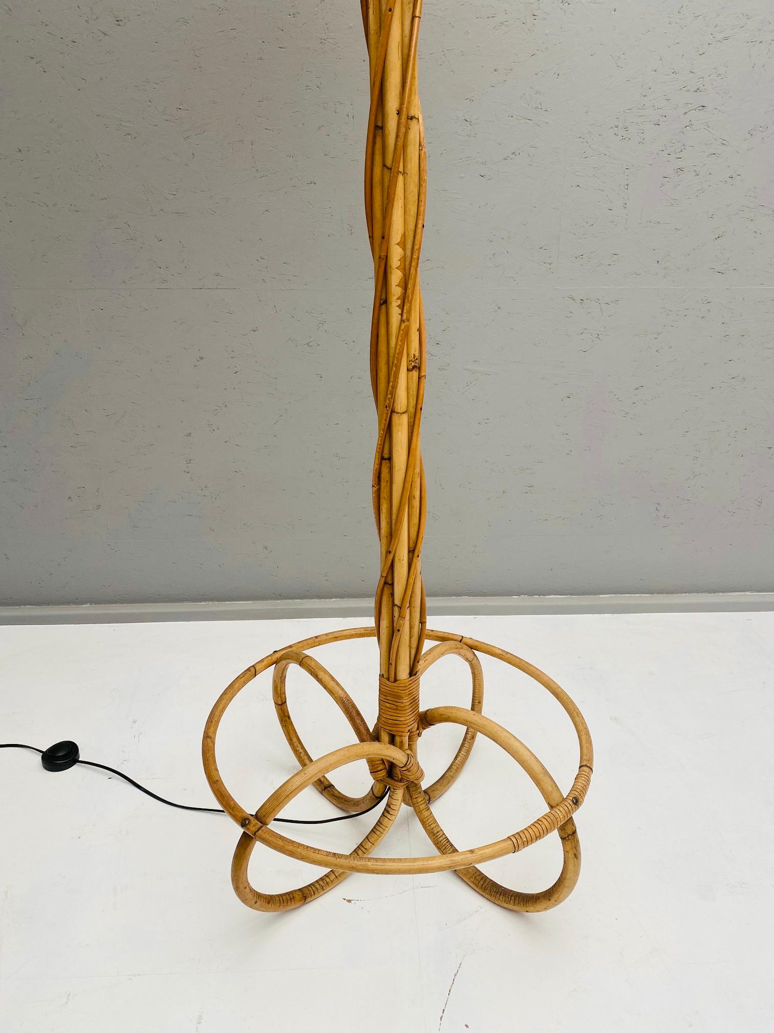 20th Century Mid-Century Modern Bamboo Floor Lamp