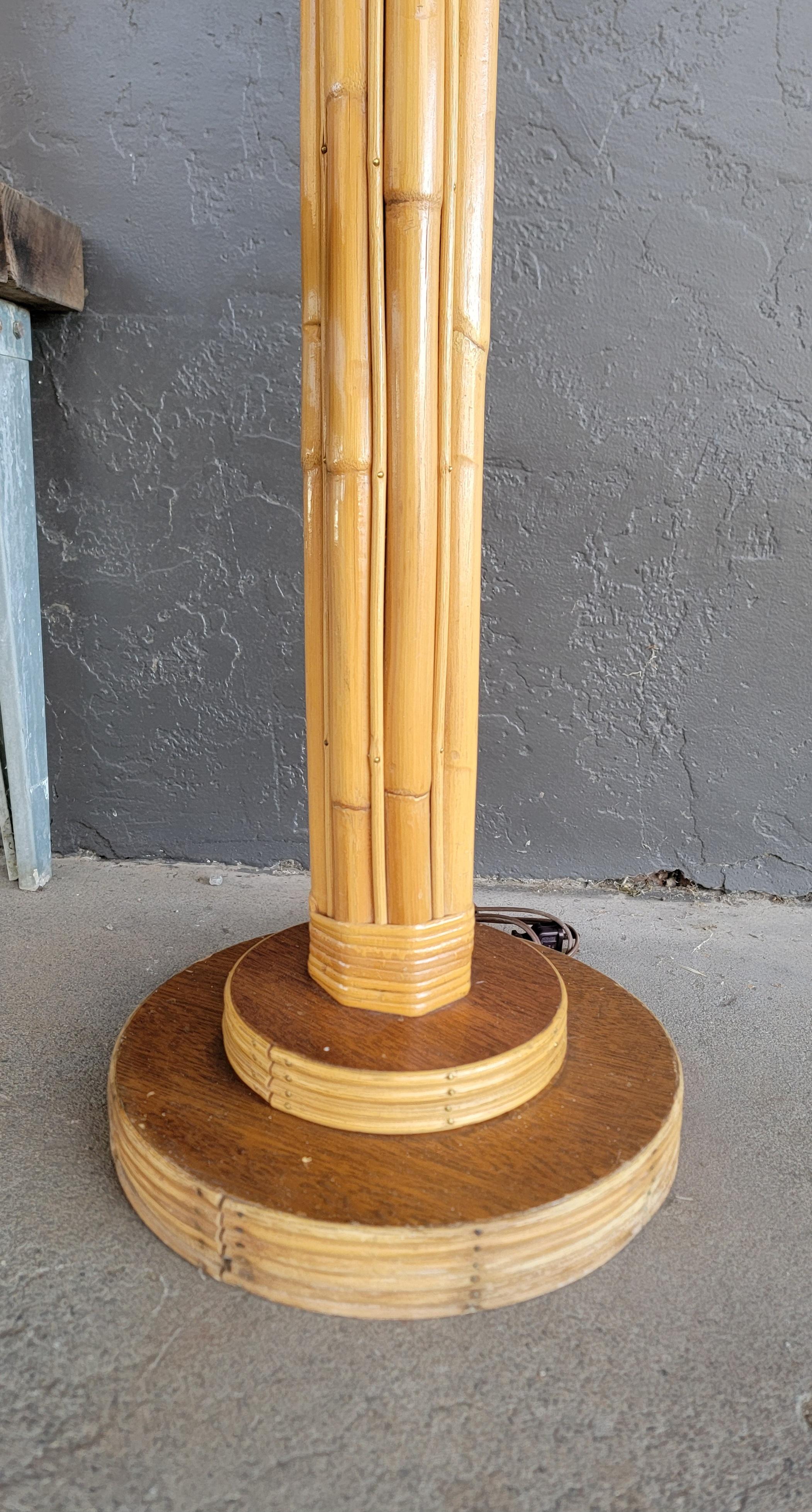 Lampadaire et lampe de table en bambou 1950 en vente 2