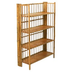 Antique Bamboo Folding Campaign Shelves, France 1920s