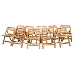 Bamboo Folding Chairs Set of 10 Italy, 1960s