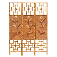 Mid-Century Bamboo Folding Screen