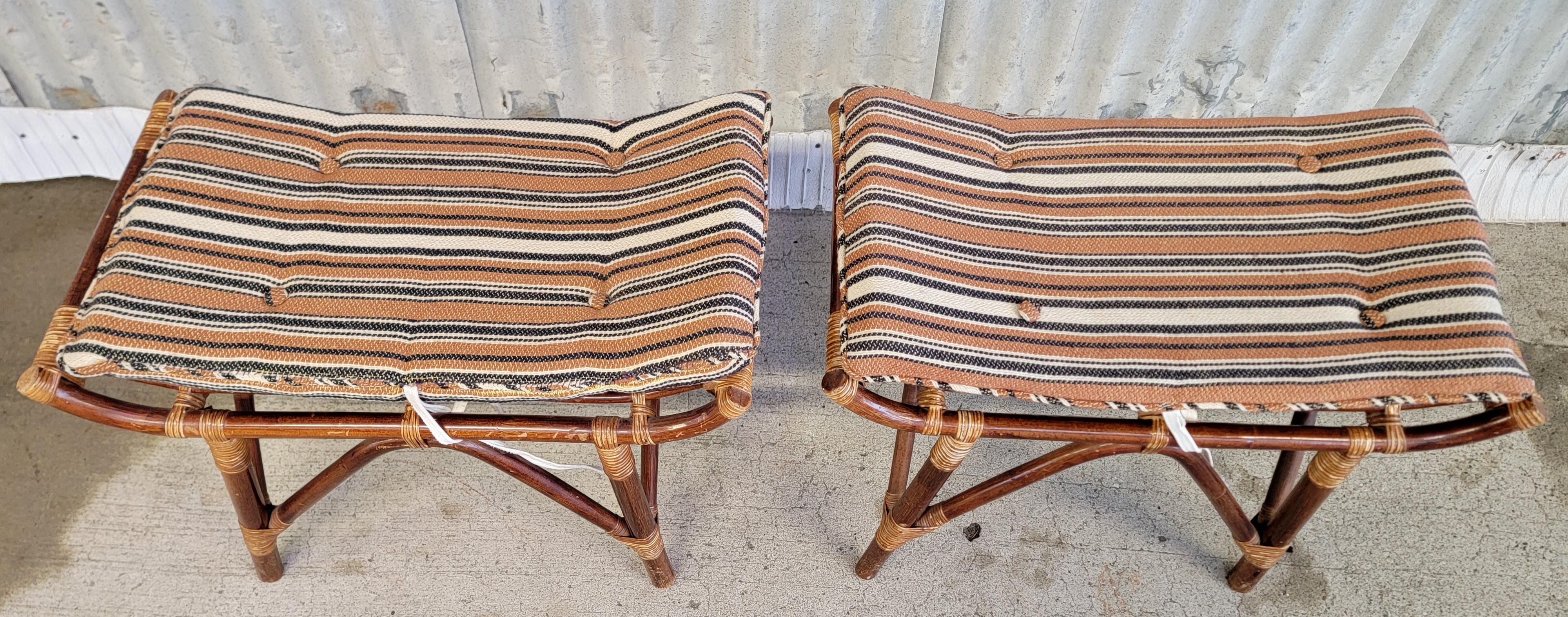 Mid-Century Modern Bamboo Foot Stools 1970's For Sale