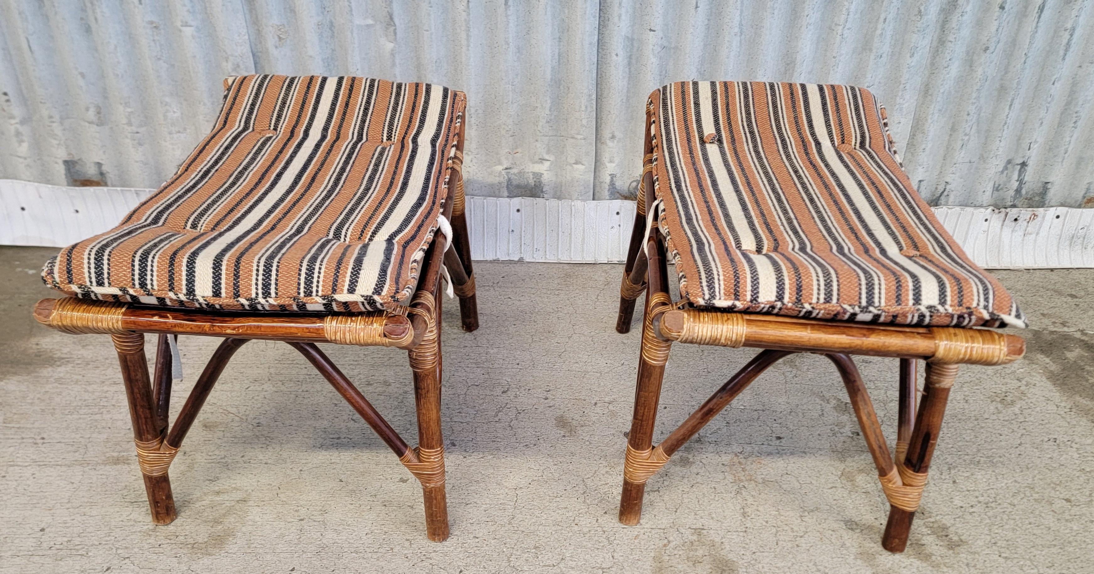 Bamboo Foot Stools 1970's In Good Condition In Fulton, CA