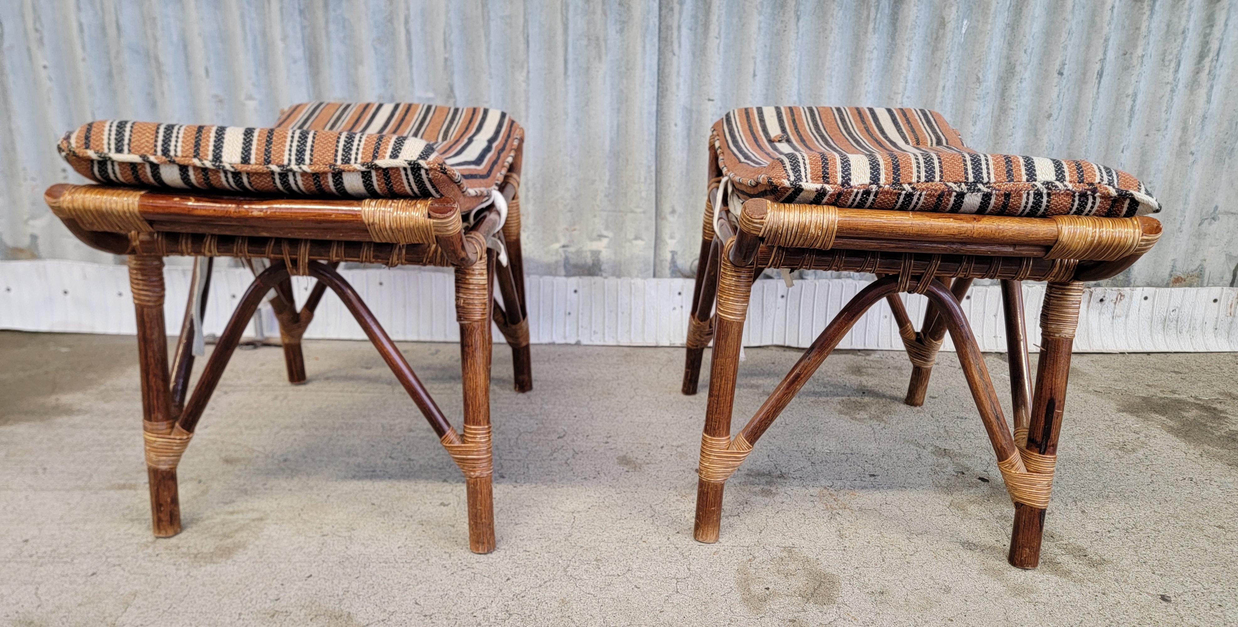 Late 20th Century Bamboo Foot Stools 1970's