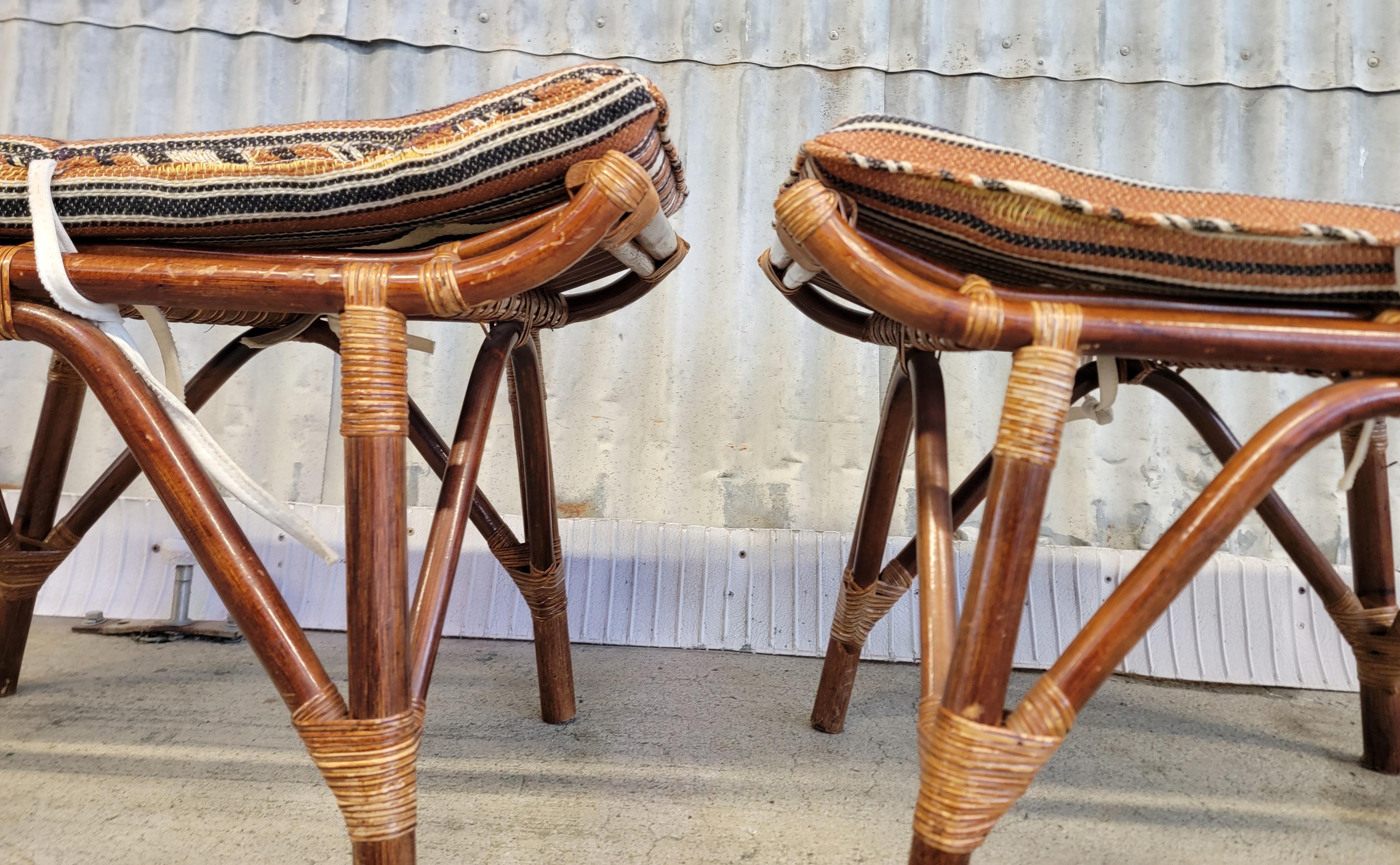 Bamboo Foot Stools 1970's For Sale 1