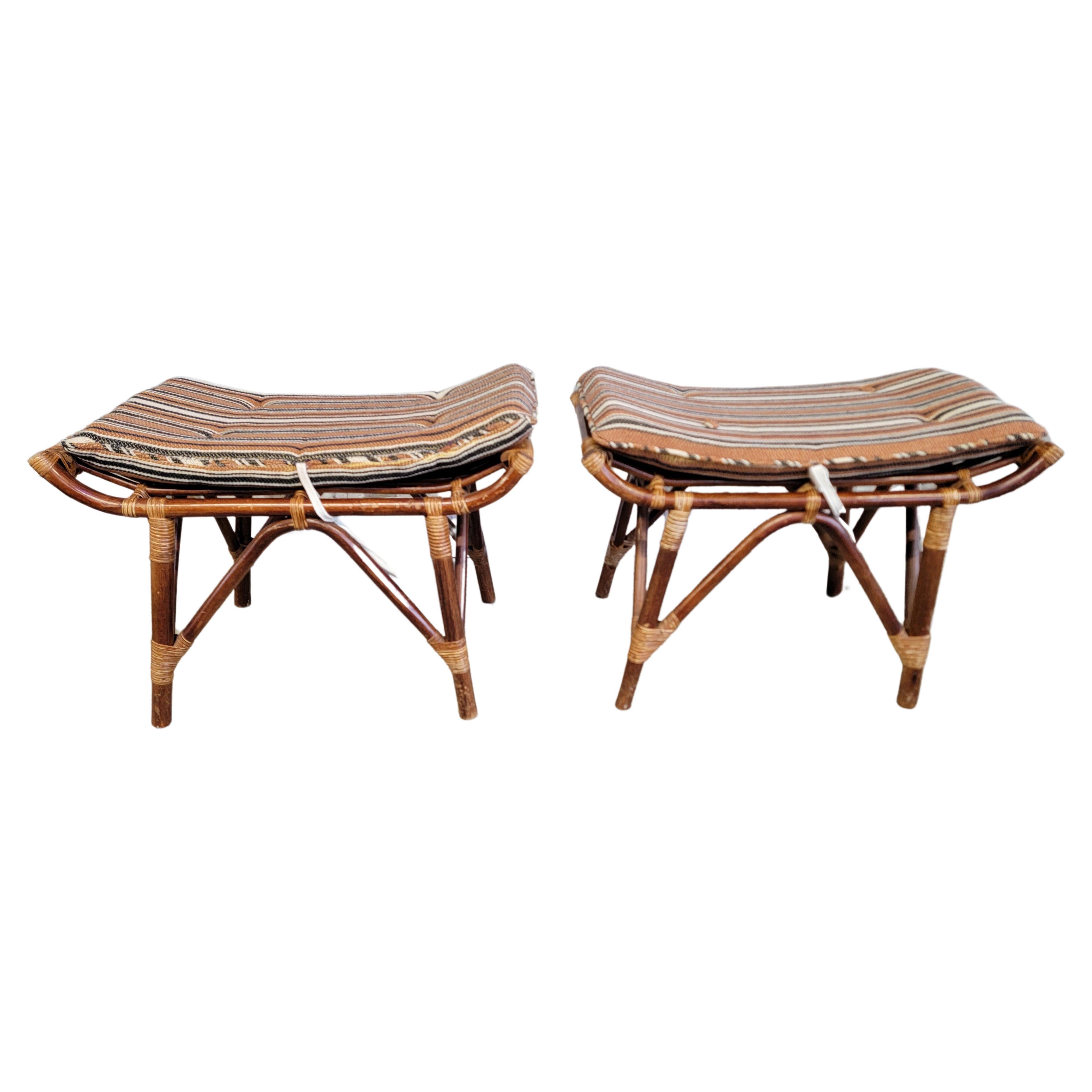 Bamboo Foot Stools 1970's For Sale