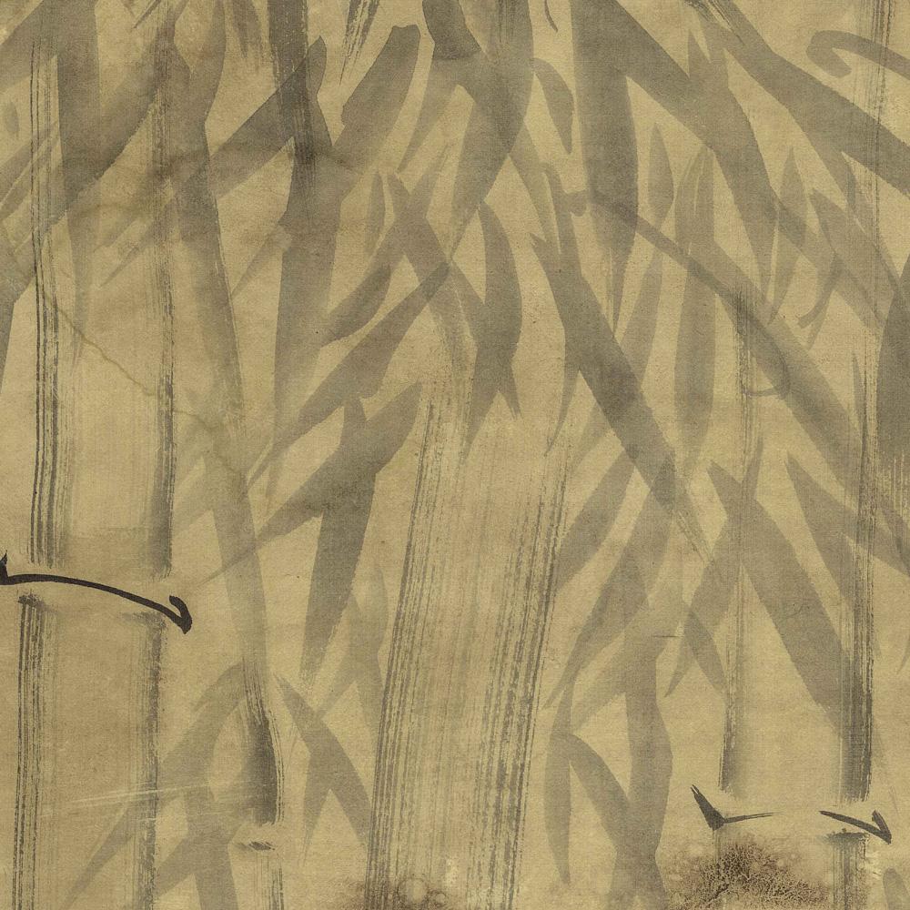 Chinoiserie Bamboo Forest Antiqued Wallpaper Mural For Sale