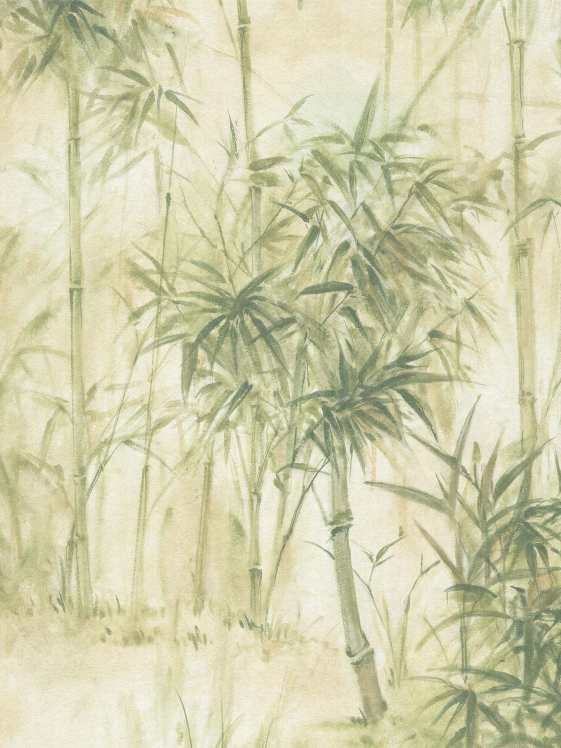 This bamboo forest mural is a set of four panels hand painted on non-woven paper. Each panel measures 36