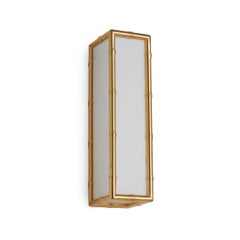 Bamboo Frosted Glass Panel Light in Gold Plate