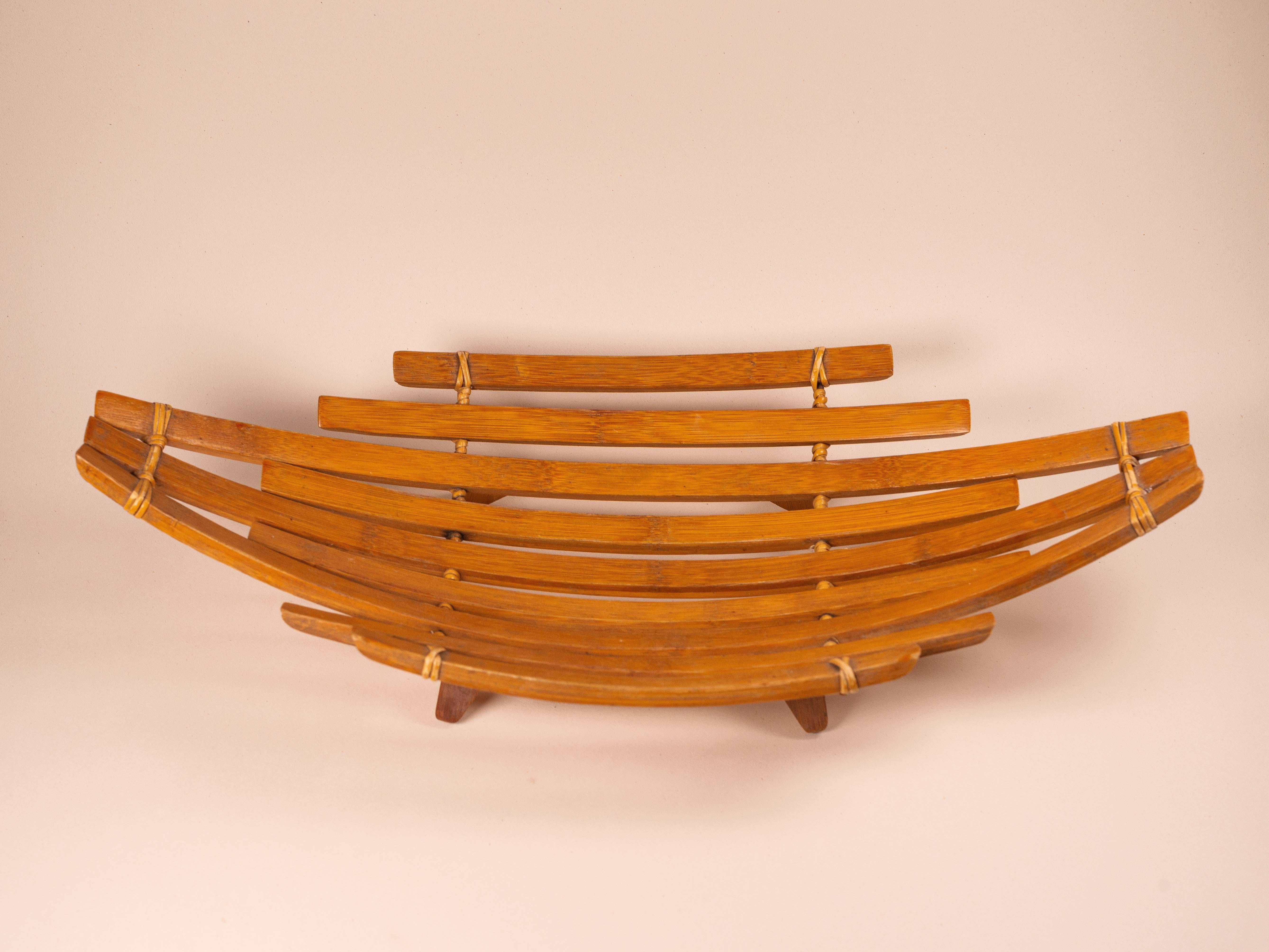 Bol à fruits en bambou, design scandinave des années 1970 en vente 2