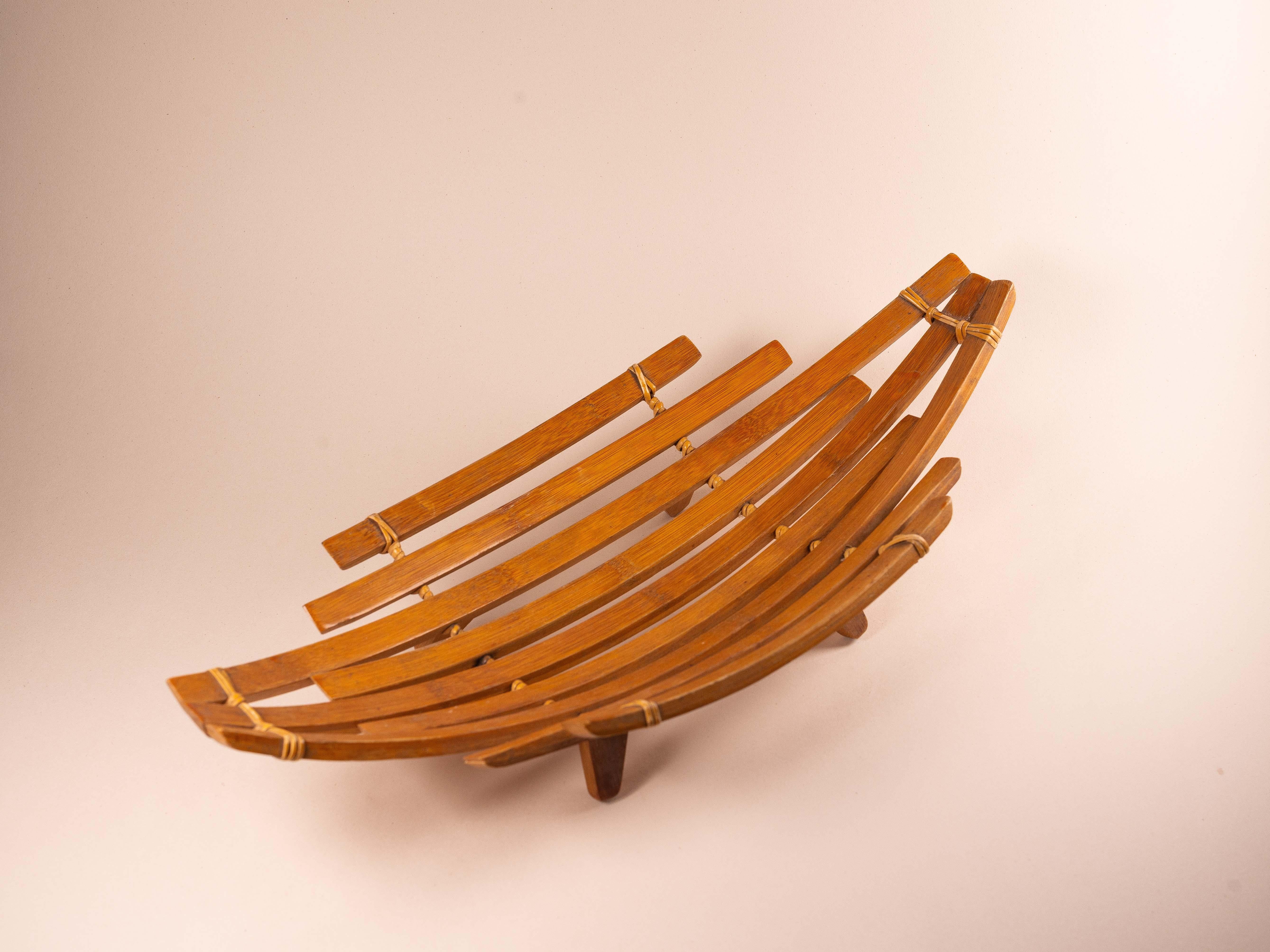 Mid-Century Modern Bol à fruits en bambou, design scandinave des années 1970 en vente