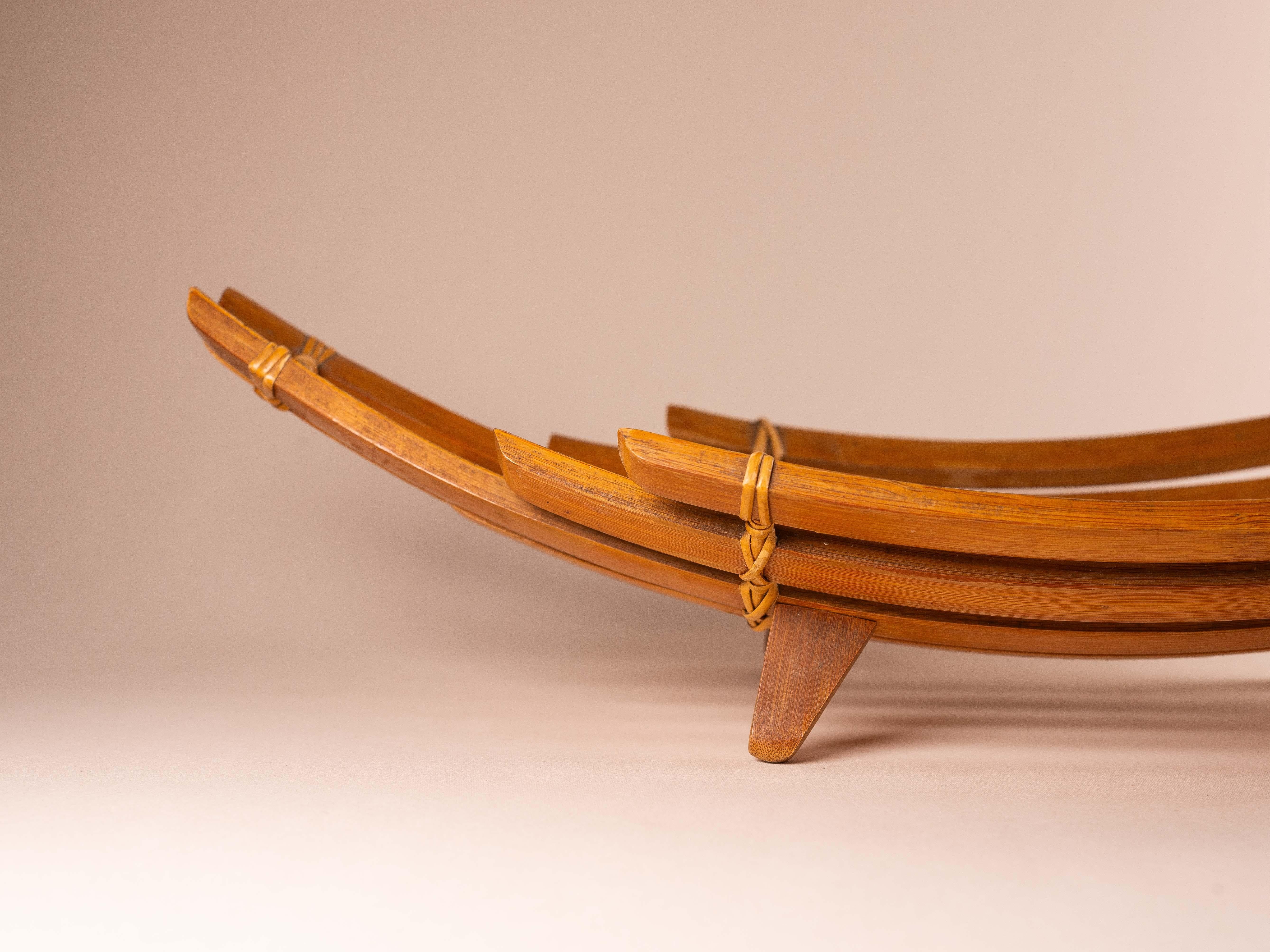 Bol à fruits en bambou, design scandinave des années 1970 Bon état - En vente à ROUEN, Normandie