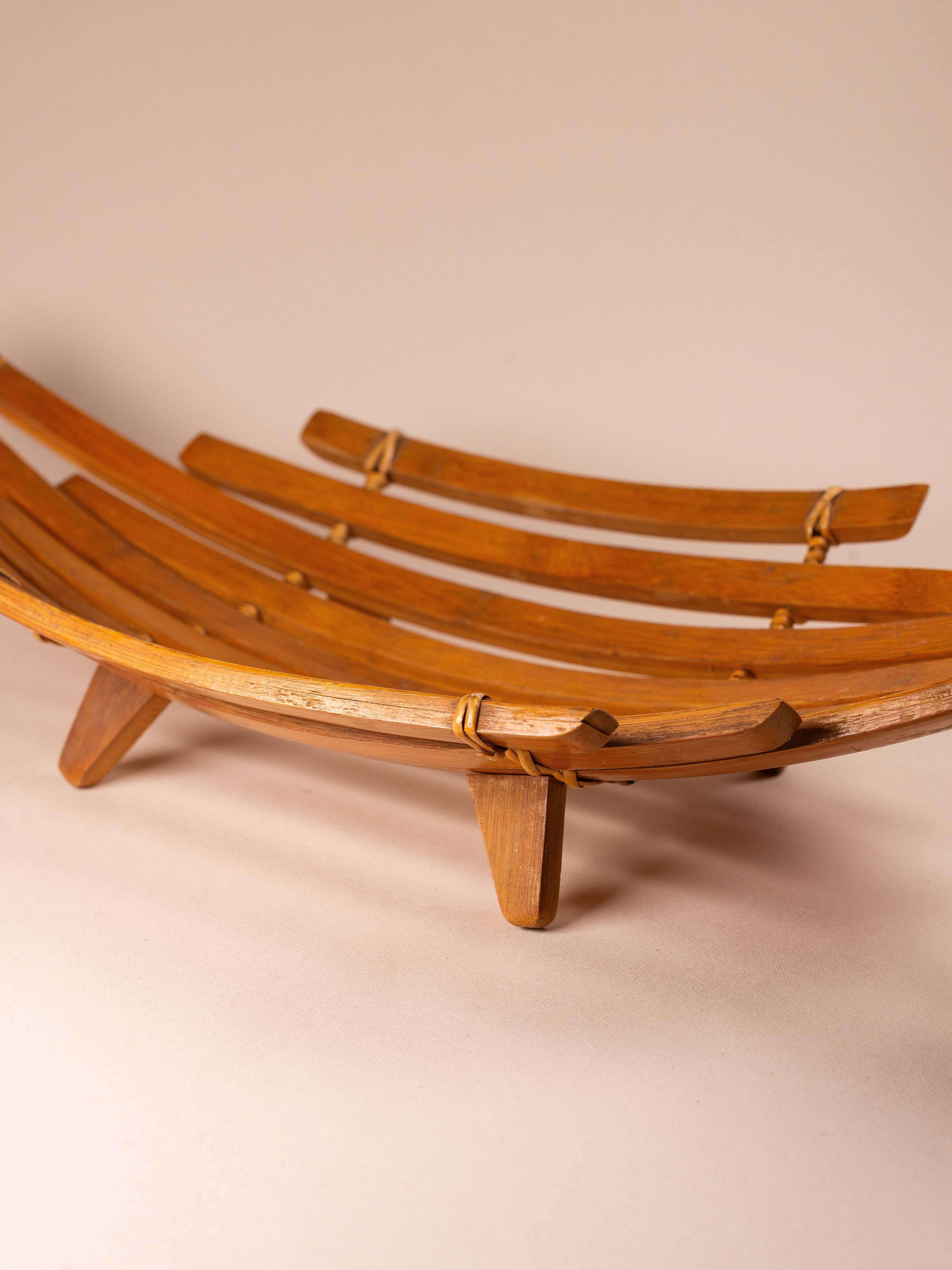 20ième siècle Bol à fruits en bambou, design scandinave des années 1970 en vente