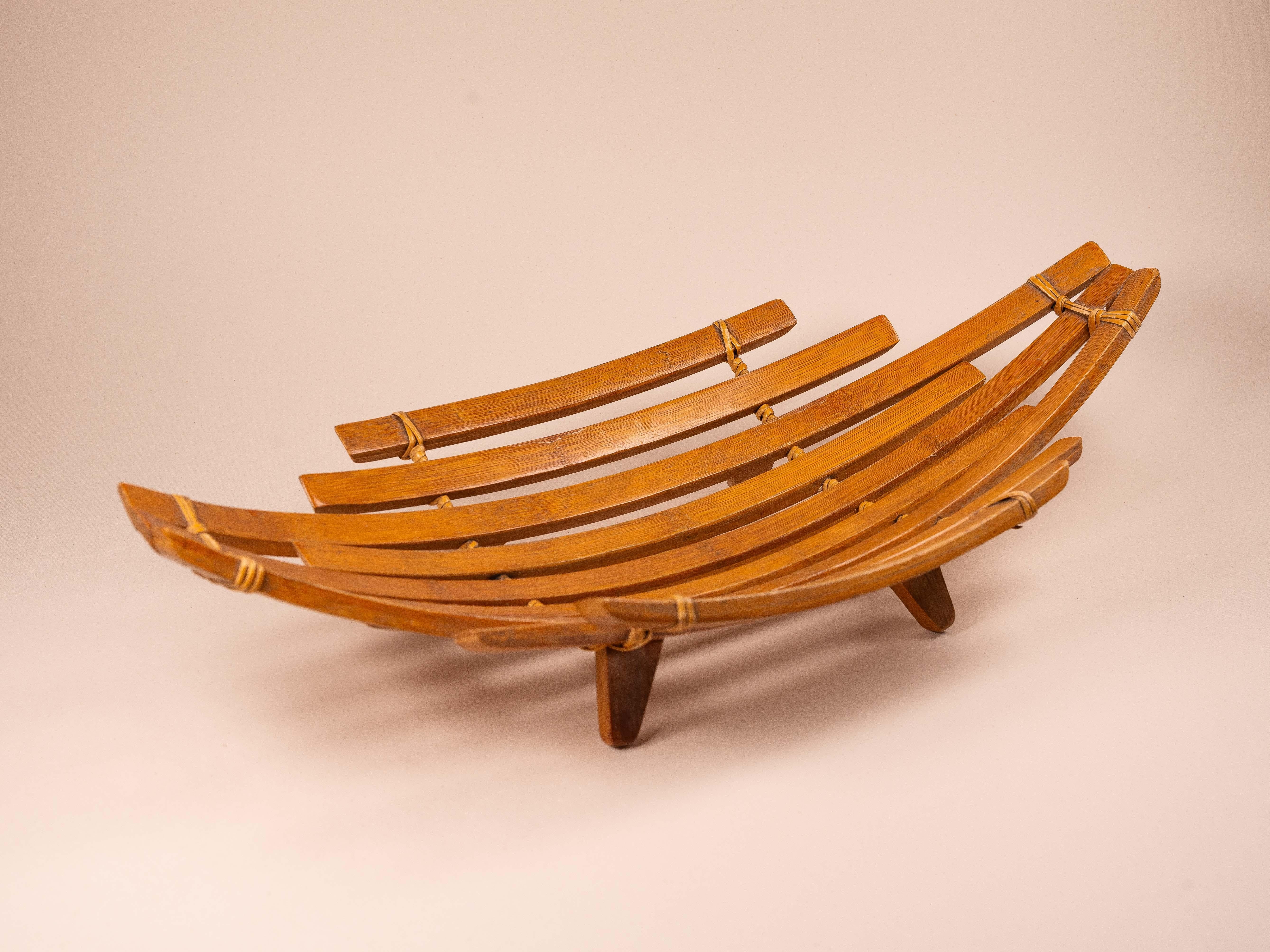 Bol à fruits en bambou, design scandinave des années 1970 en vente 1