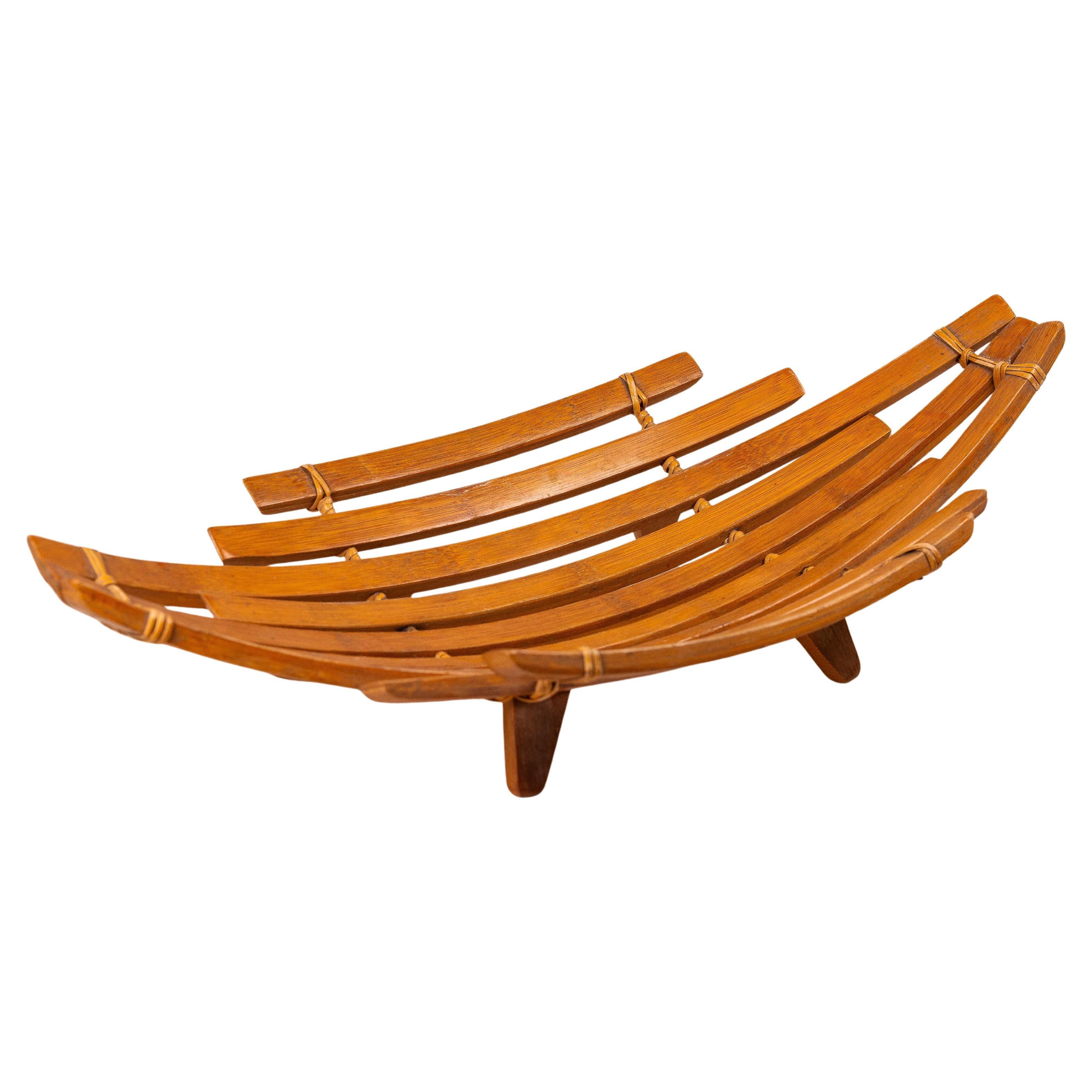 Bol à fruits en bambou, design scandinave des années 1970