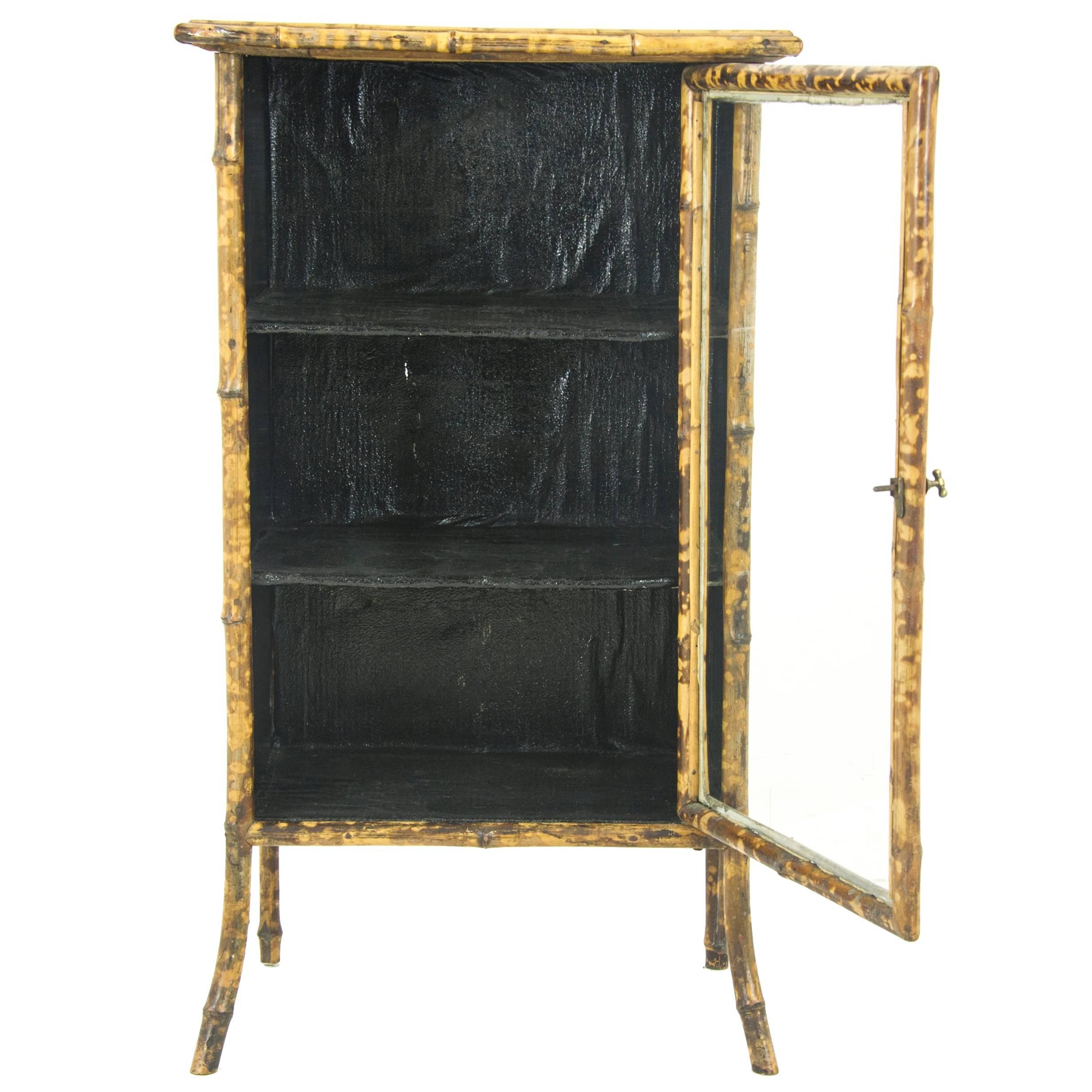 Bamboo Furniture, Antique Display Cabinet, Bamboo Bookcase, Scotland1880 REDUCED!