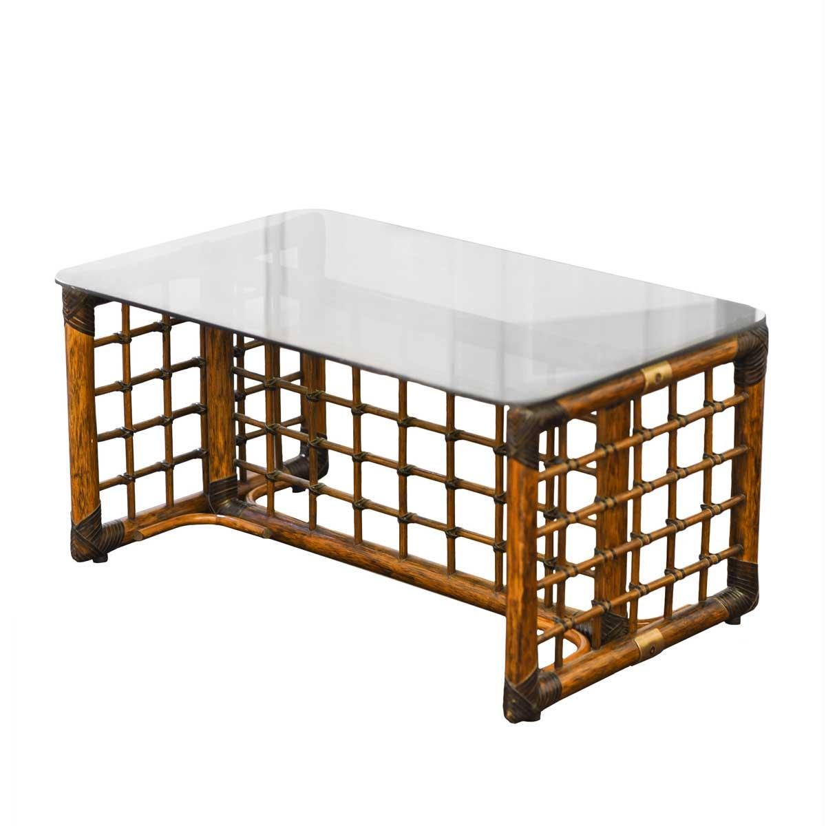 Bamboo & Glass Coffee Table by Tobia & Afra Scarpa In Good Condition In Roma, RM