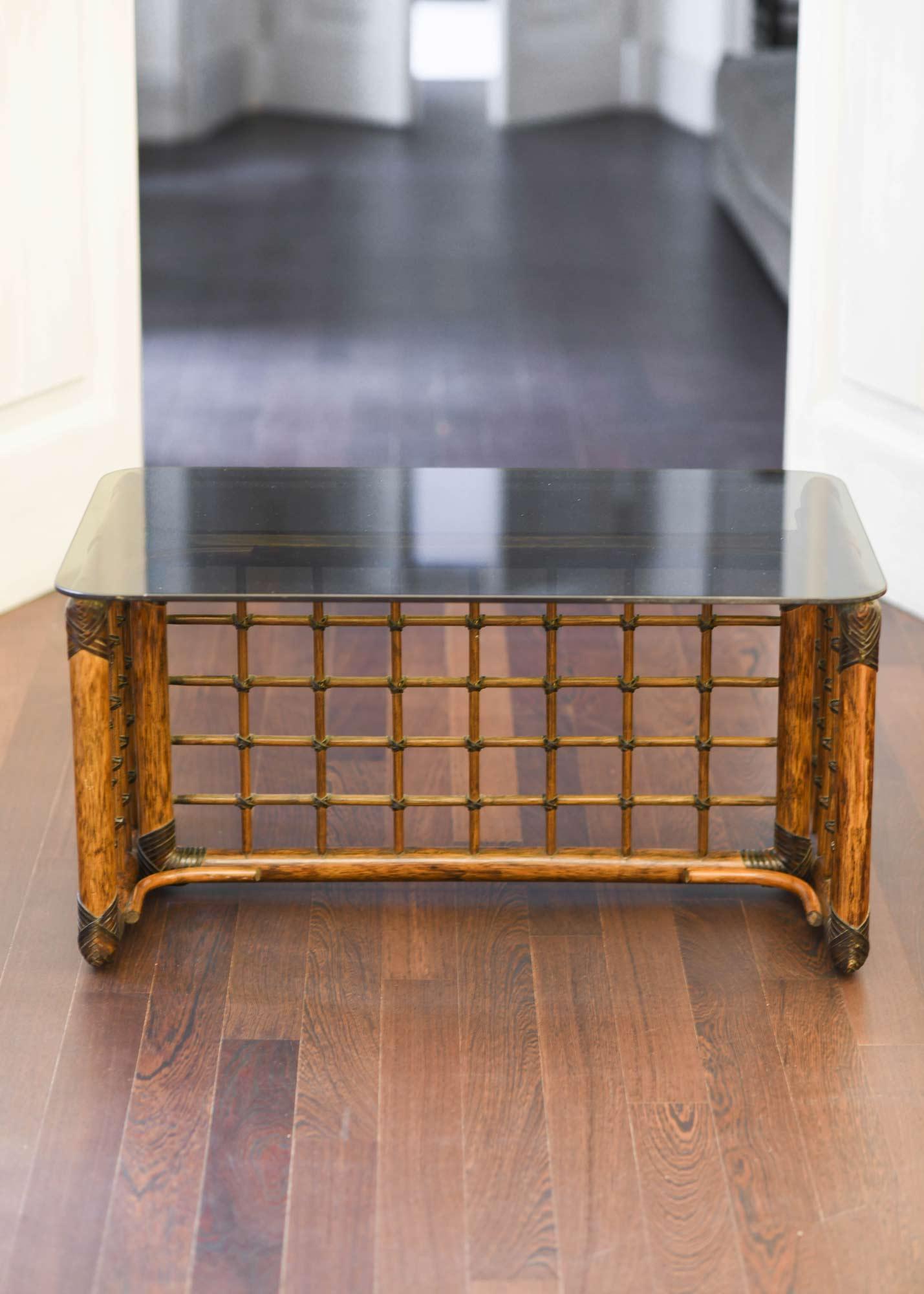 Late 20th Century Bamboo & Glass Coffee Table by Tobia & Afra Scarpa
