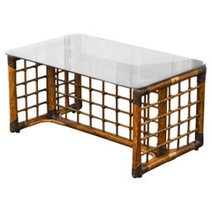 Vintage Bamboo & Glass Coffee Table by Tobia & Afra Scarpa